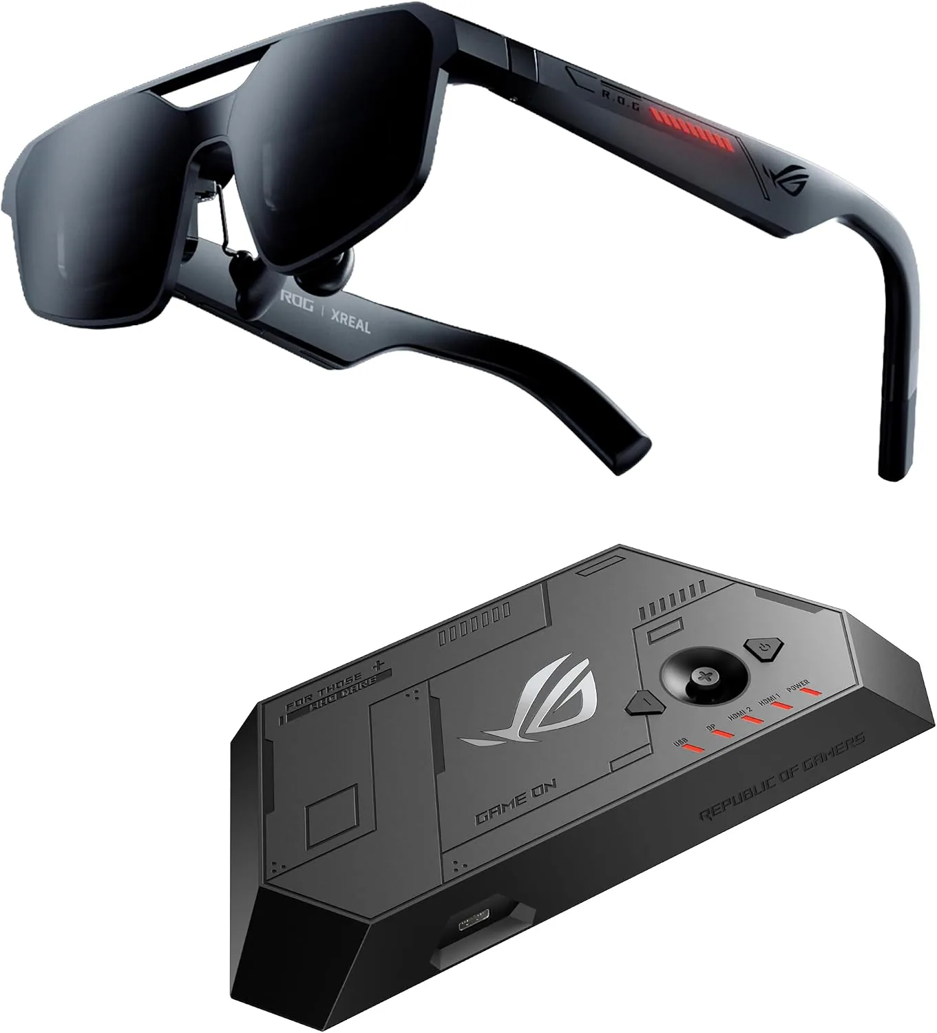 ASUS ROG XREAL R1 Gaming AR Glasses, 240Hz refresh rate, 0.01ms response time, Micro-OLED display, 57° FOV, Electrochromic Dimming, Native 3DoF (Anchor & Follow Mode), Instant 3D, ROG ecosystem connectivity with ROG Ally, Sound by Bose | 90LJ00M5-B01670
