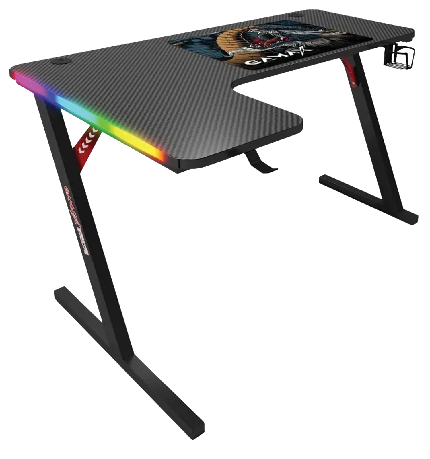 GAMAX P201-LB L-Shape Gaming Desk, Carbon Fiber Surface, 140x100x74cm, Left Configuration, Included Mousepad, Black | P201-LB