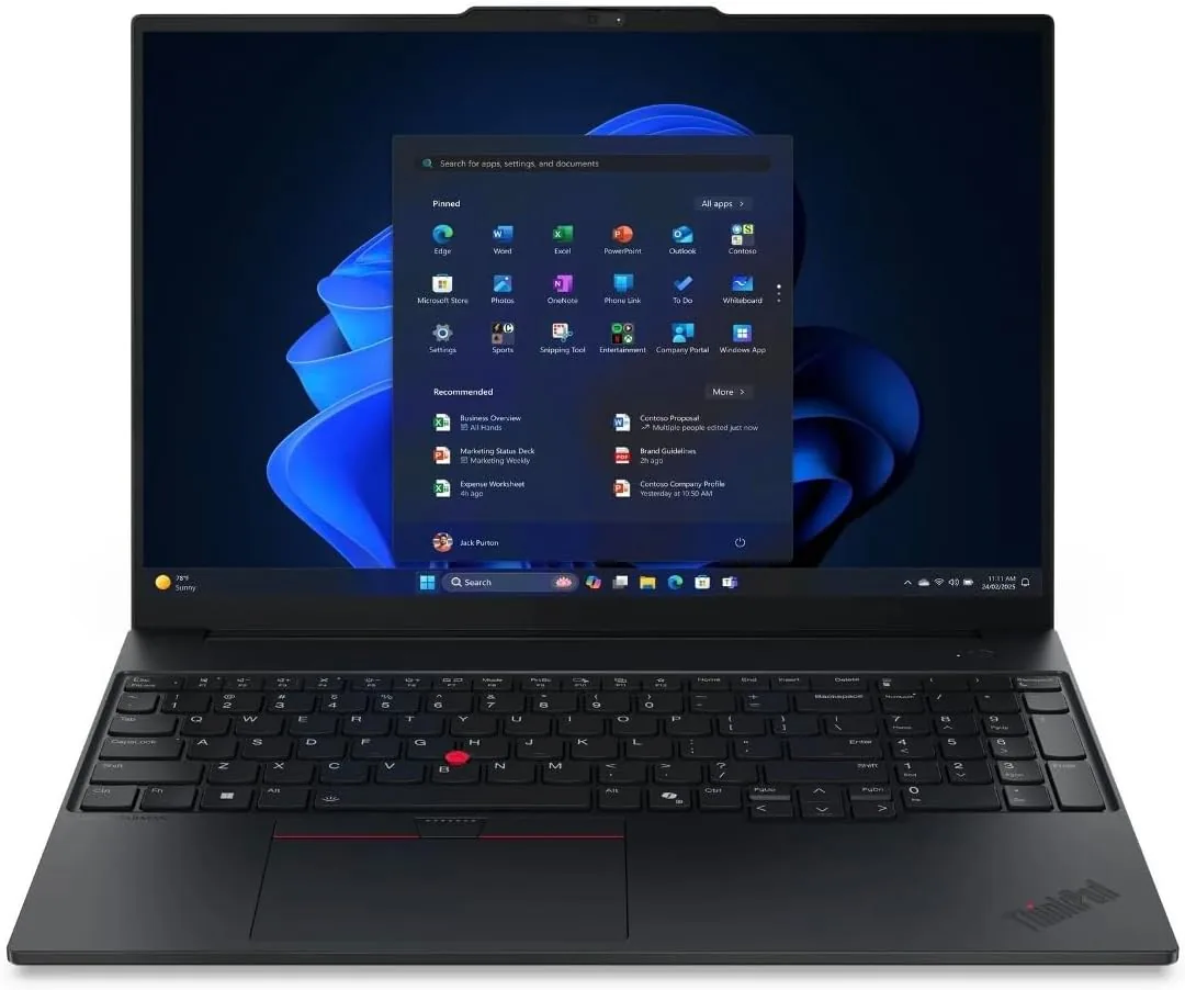 Lenovo ThinkPad E16 Gen 3 AI Business Laptop, Intel Core Ultra 7 256V Processor, 16 GB RAM, 512 GB SSD, 16" WUXGA Display, DOS, Free Bag, Backlit Engish Keaboard, Black, 1 Year Warranty | 22AY0016GP