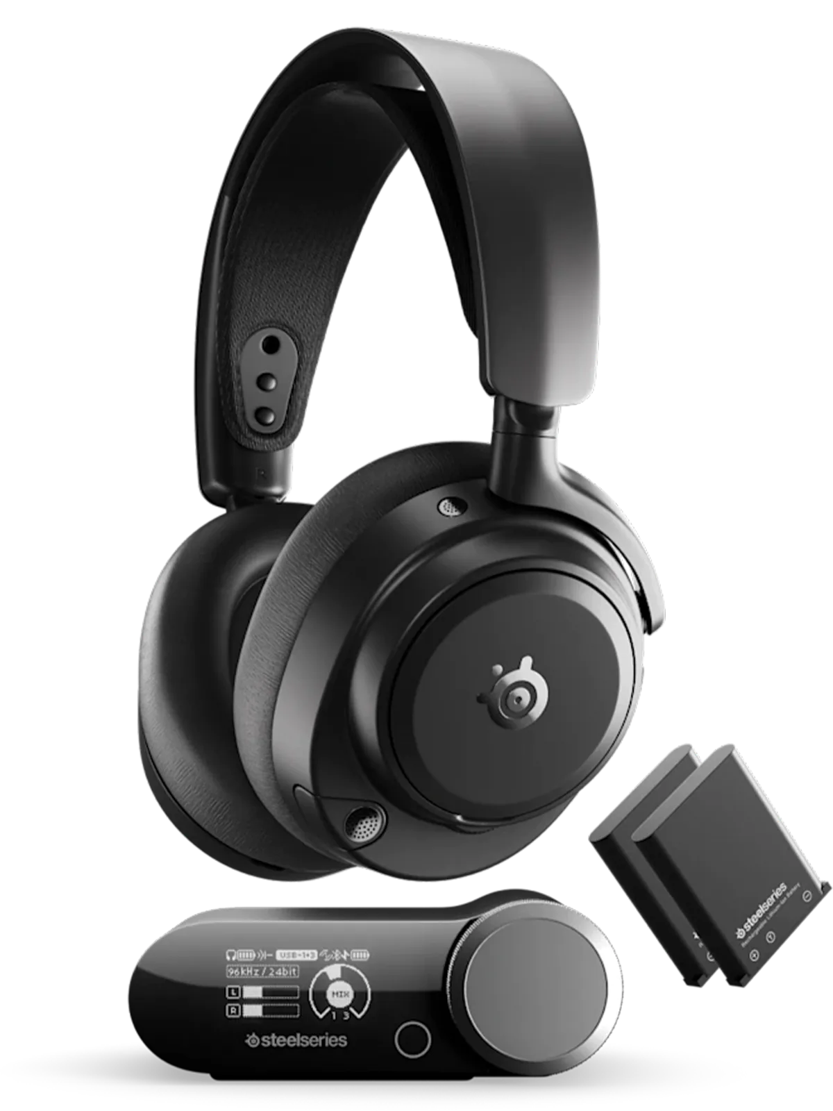 SteelSeries Arctis Nova Pro Wireless Omni Black Gaming Headset, Hi-Res Audio, Active Noise Cancellation, OmniPlay, Infinite Power System, Black | 61721