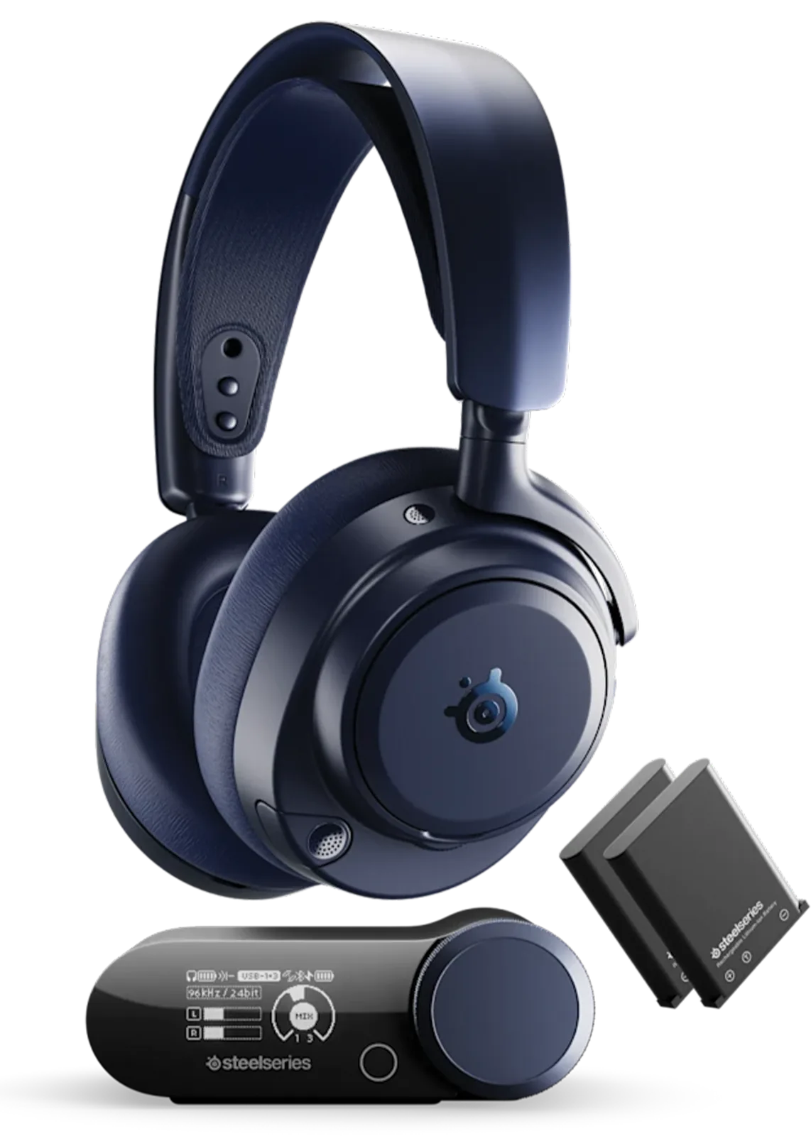 SteelSeries Arctis Nova Pro Wireless Omni Midnight Blue Gaming Headset, Hi-Res Audio, Active Noise Cancellation, OmniPlay, Infinite Power System, Midnight Blue | 61723