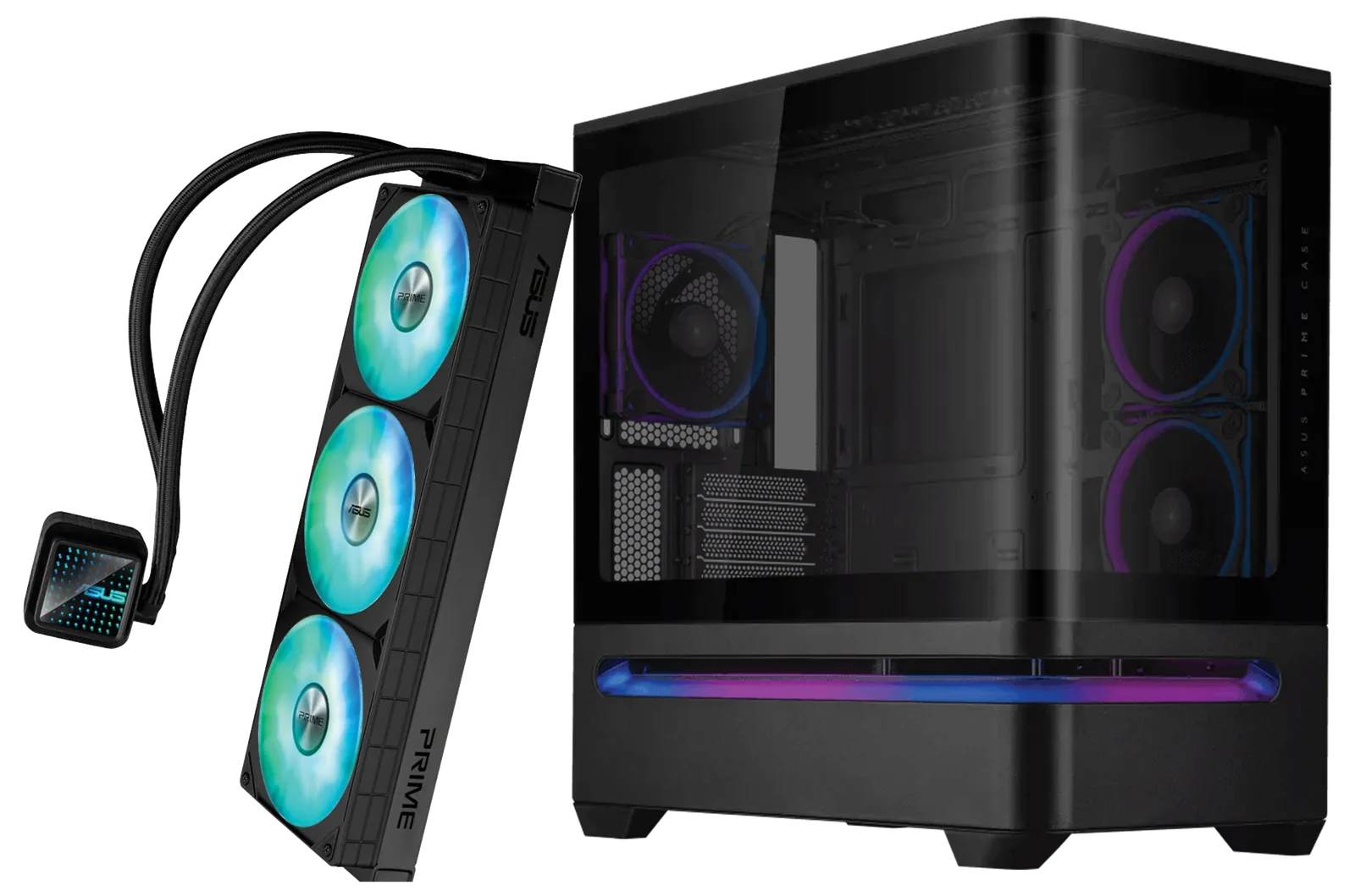 ASUS Prime AP202 ARGB Black mATX Case, ASUS Prime LC 360 ARGB Liquid CPU Cooler, PC Upgrade Bundle