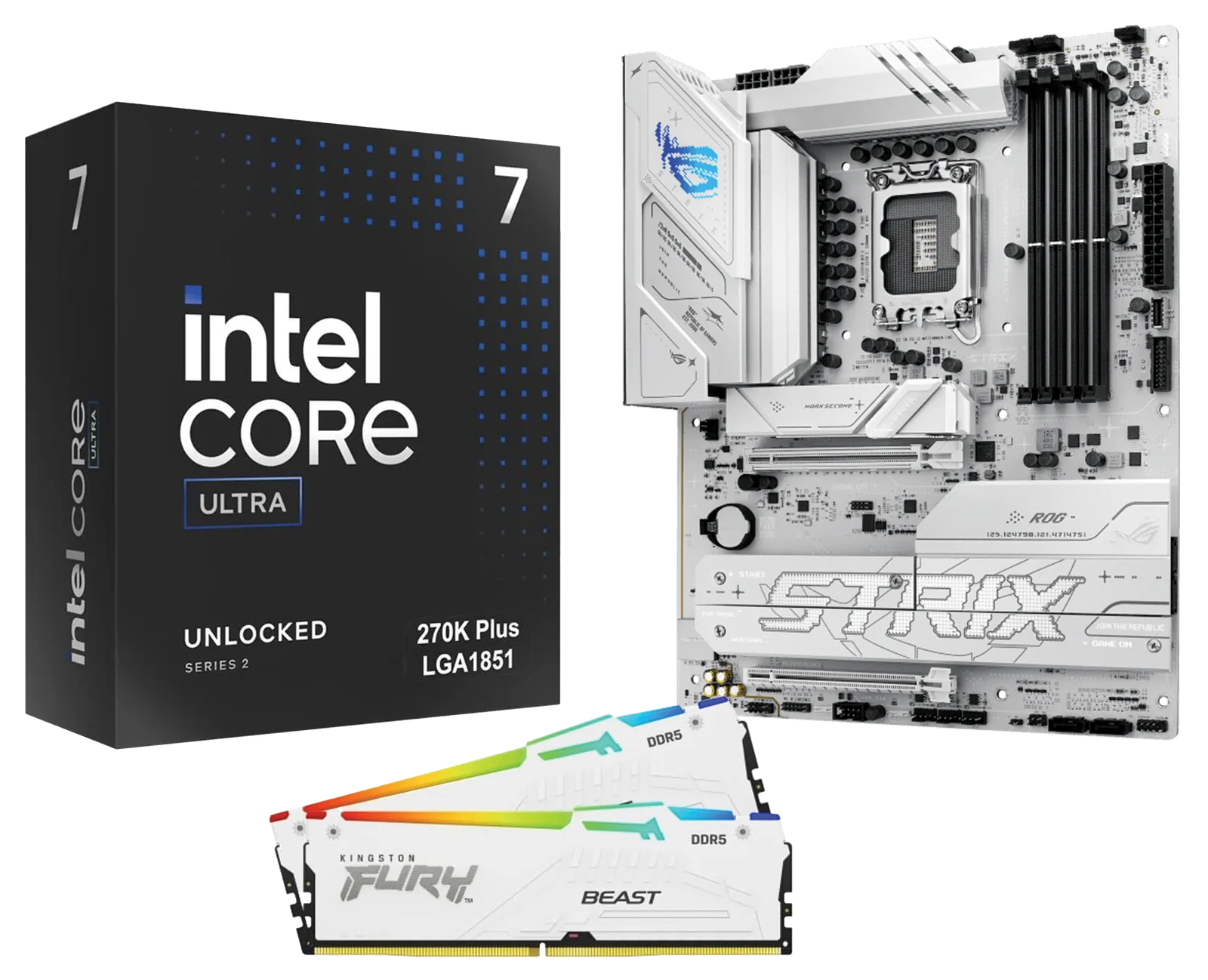 Intel Core Ultra 7 270K Elite Upgrade Bundle, ASUS ROG Strix B860-A Gaming WiFi 7 Motherboard, 64GB Kingston Fury DDR5 6400MHz ARGB White RAM