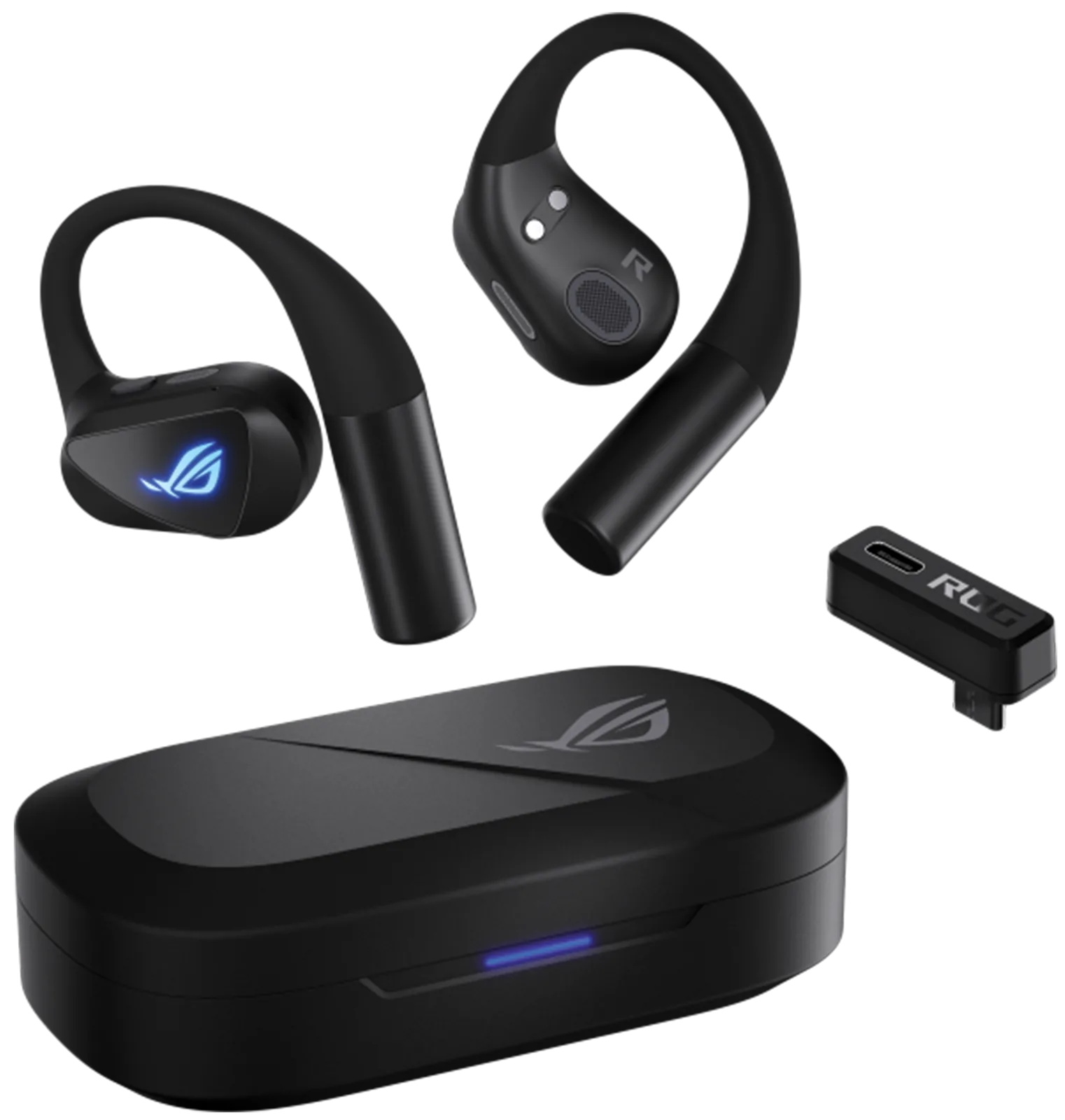 ASUS ROG Cetra Open Wireless Gaming Earbuds, Dual-Mode Bluetooth & 2.4GHz, 14.2mm DLC Drivers, Black | 90YH0450-BTUA00