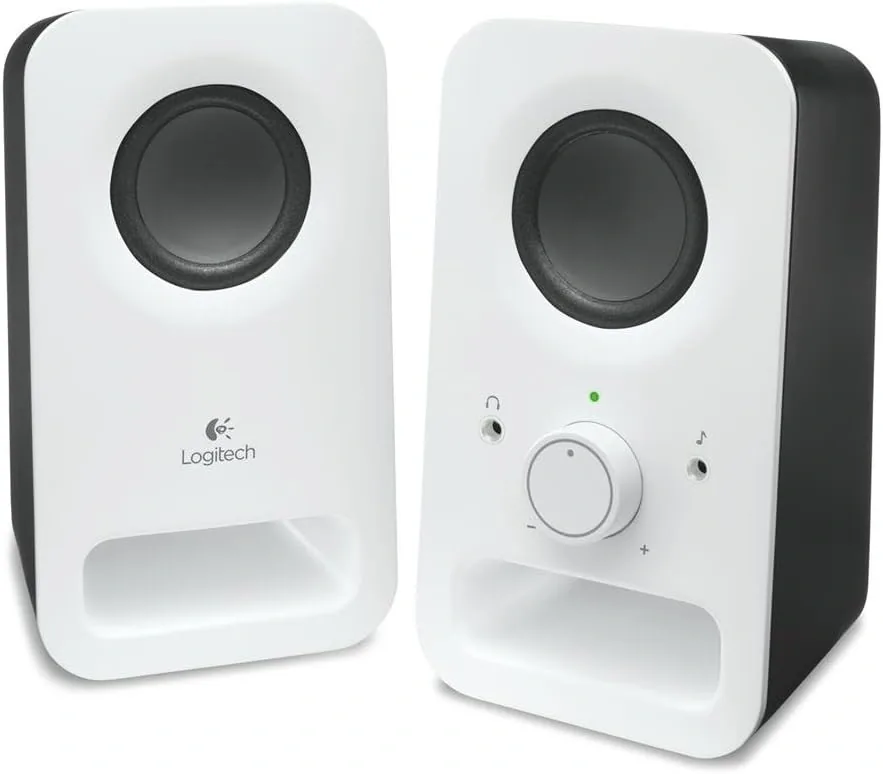 Logitech Z150 Multimedia Speakers, 2.0 Stereo Sound, 6W Peak Power, Integrated Headphone Jack, Compact Design, White | 980-000815