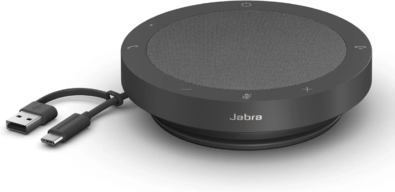 Jabra Speak2 40 UC Portable Speakerphone, Wired USB-A & USB-C Connectivity, Full Duplex Audio, Dark Grey | 2740-209