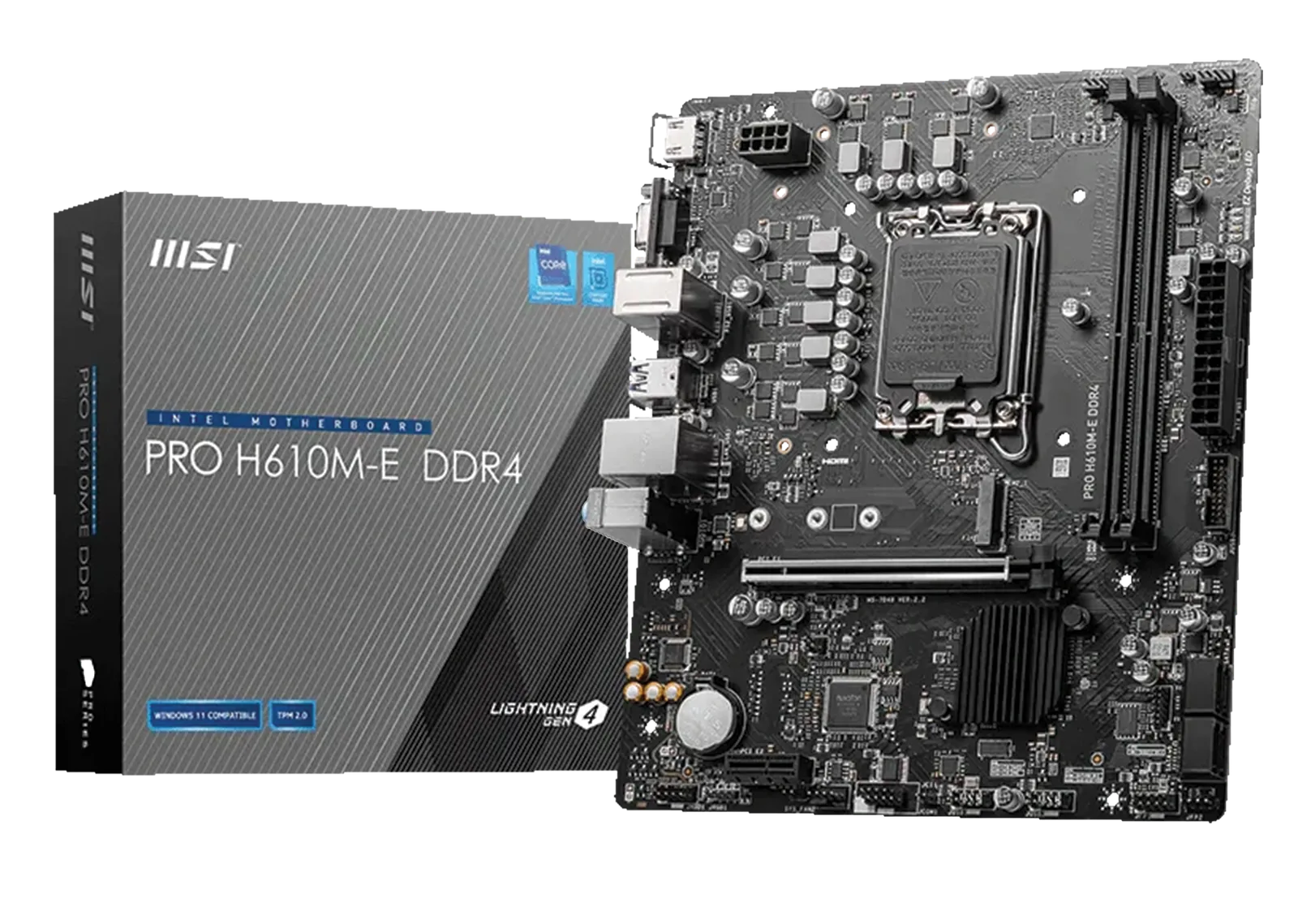 MSI PRO H610M-E DDR4 Motherboard, Intel 12th/13th/14th Gen, LGA 1700, PCIe 4.0, Micro-ATX | 911-7D48-012