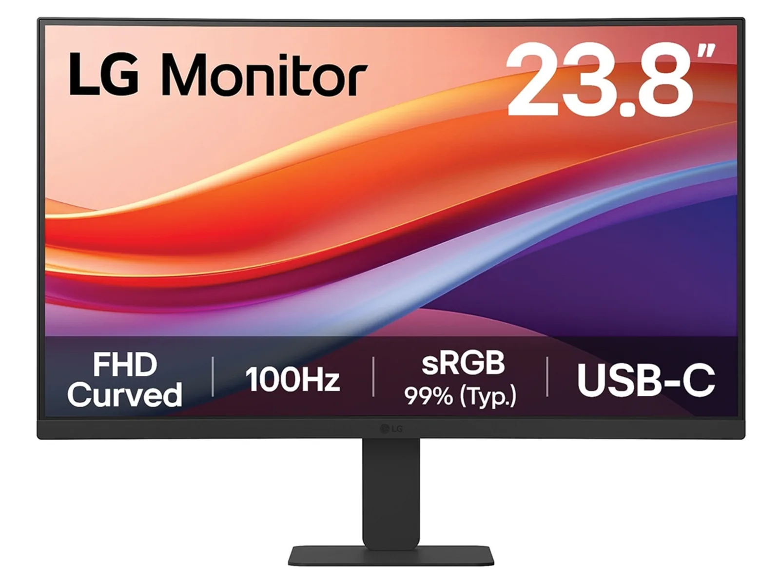 LG 24U421A-B 23.8" Curved Full HD Gaming Monitor, 100Hz Refresh Rate, USB-C and HDMI Connectivity | 24U421A-B