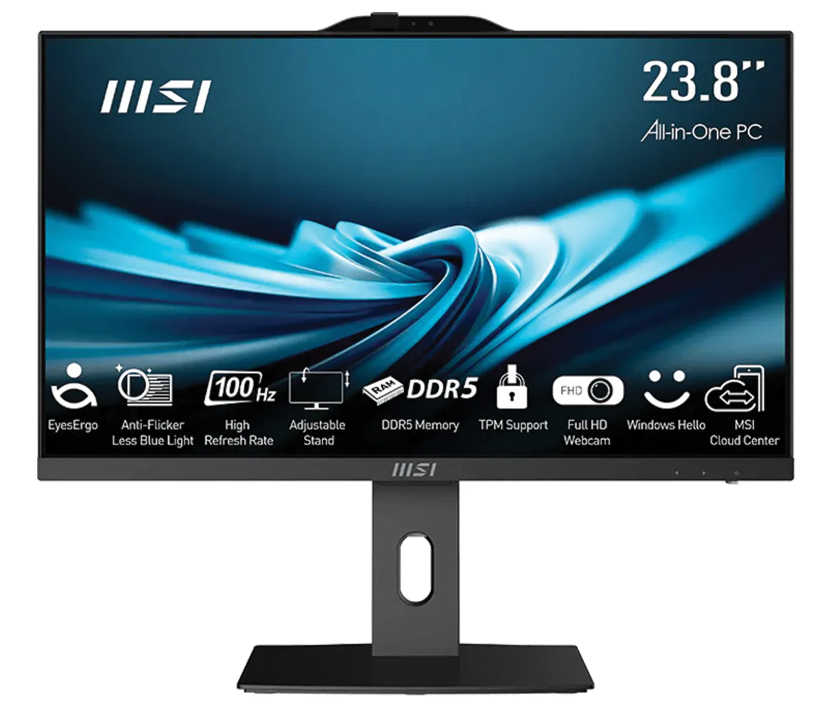 MSI PRO AP242P 14M 24" All-in-One PC, Intel Core i3-14100, 8GB DDR5, 256GB NVMe SSD, Height Adjustable Stand, Wireless KB+M | 9S6-AE0621-1012
