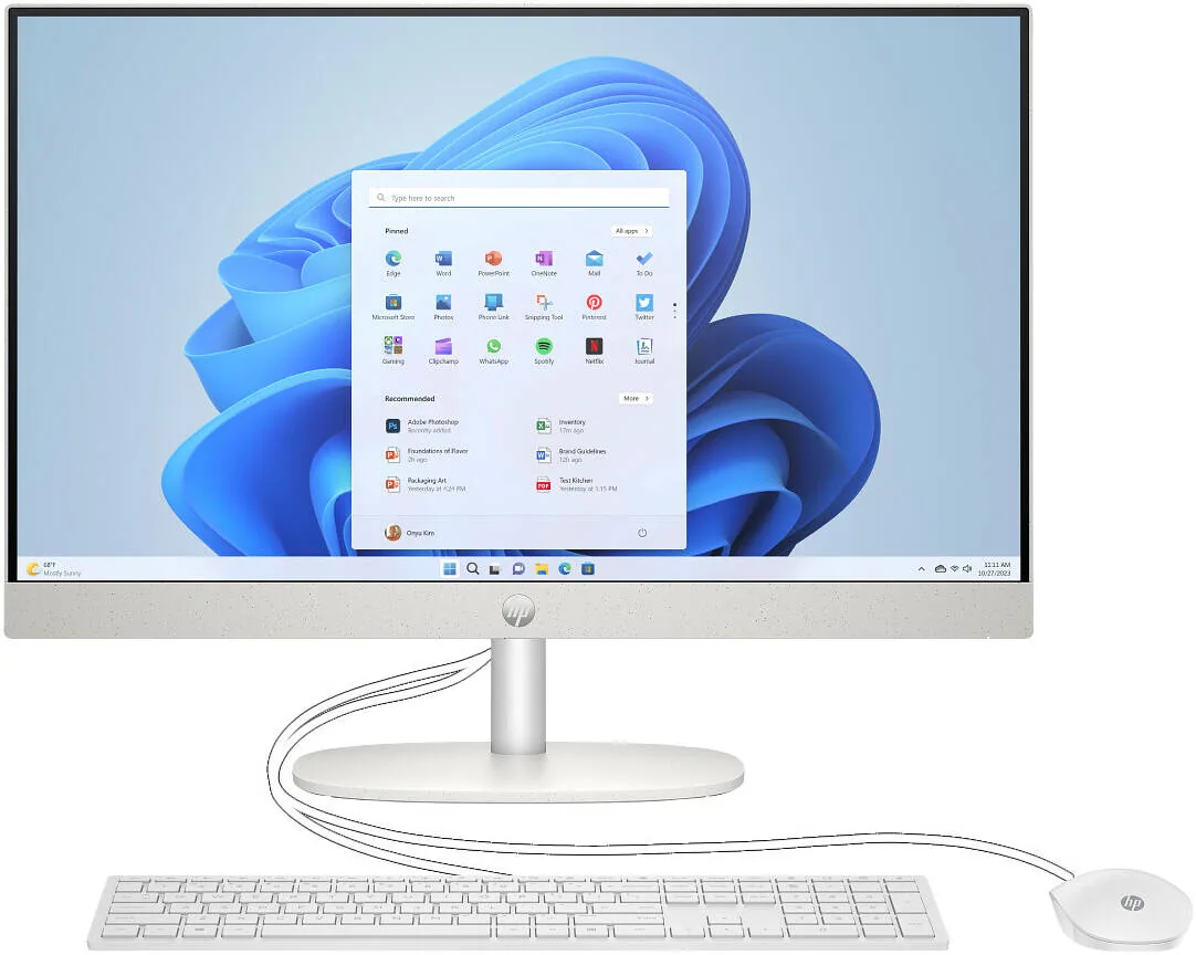 HP All-in-One 24-cr2032nh Desktop, Intel Core Ultra 5 225U, 24" FHD IPS Display, 8GB RAM, 512GB SSD, Wired Keyboard & Mouse, DOS, Shell White | D30BYEA#BH5