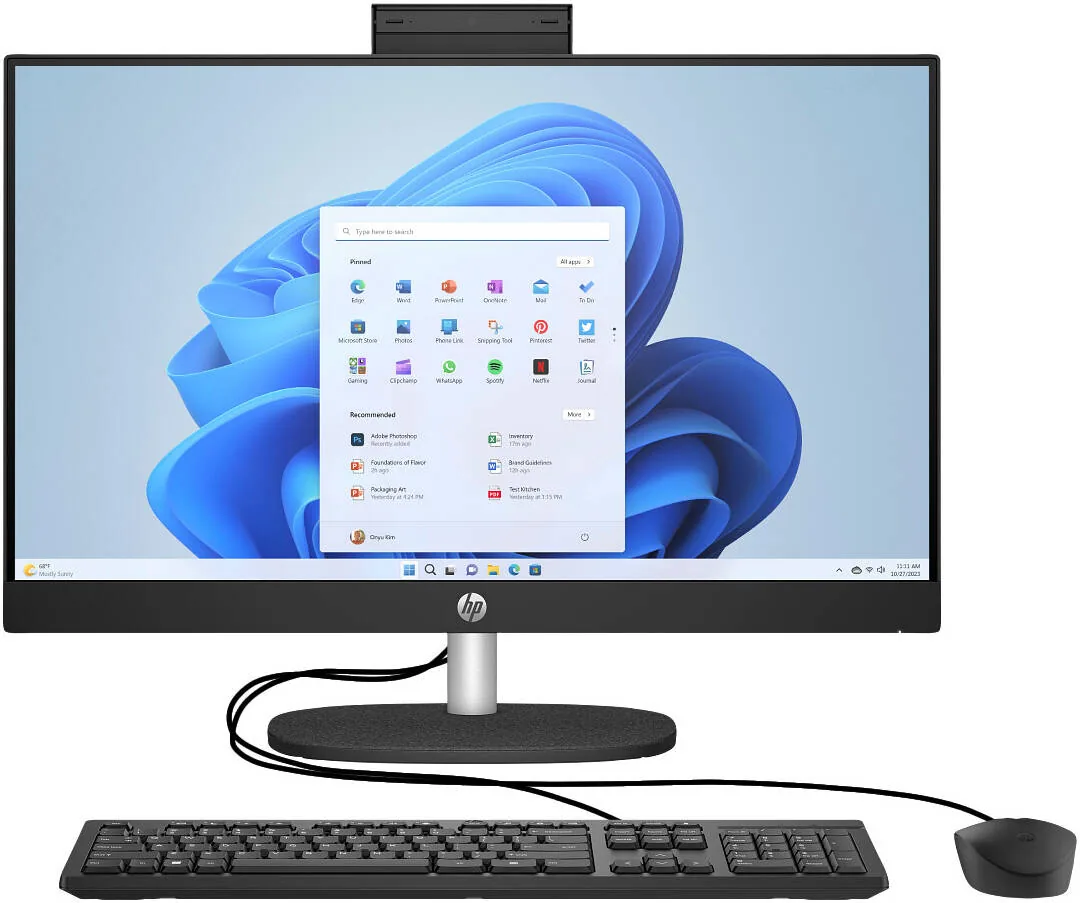 HP All-in-One 24-cr2033nh Desktop, Intel Core Ultra 5 225U, 24" FHD IPS Display, 8GB RAM, 512GB SSD, Wired Keyboard & Mouse, DOS, Jet Black | D30BZEA#BH5