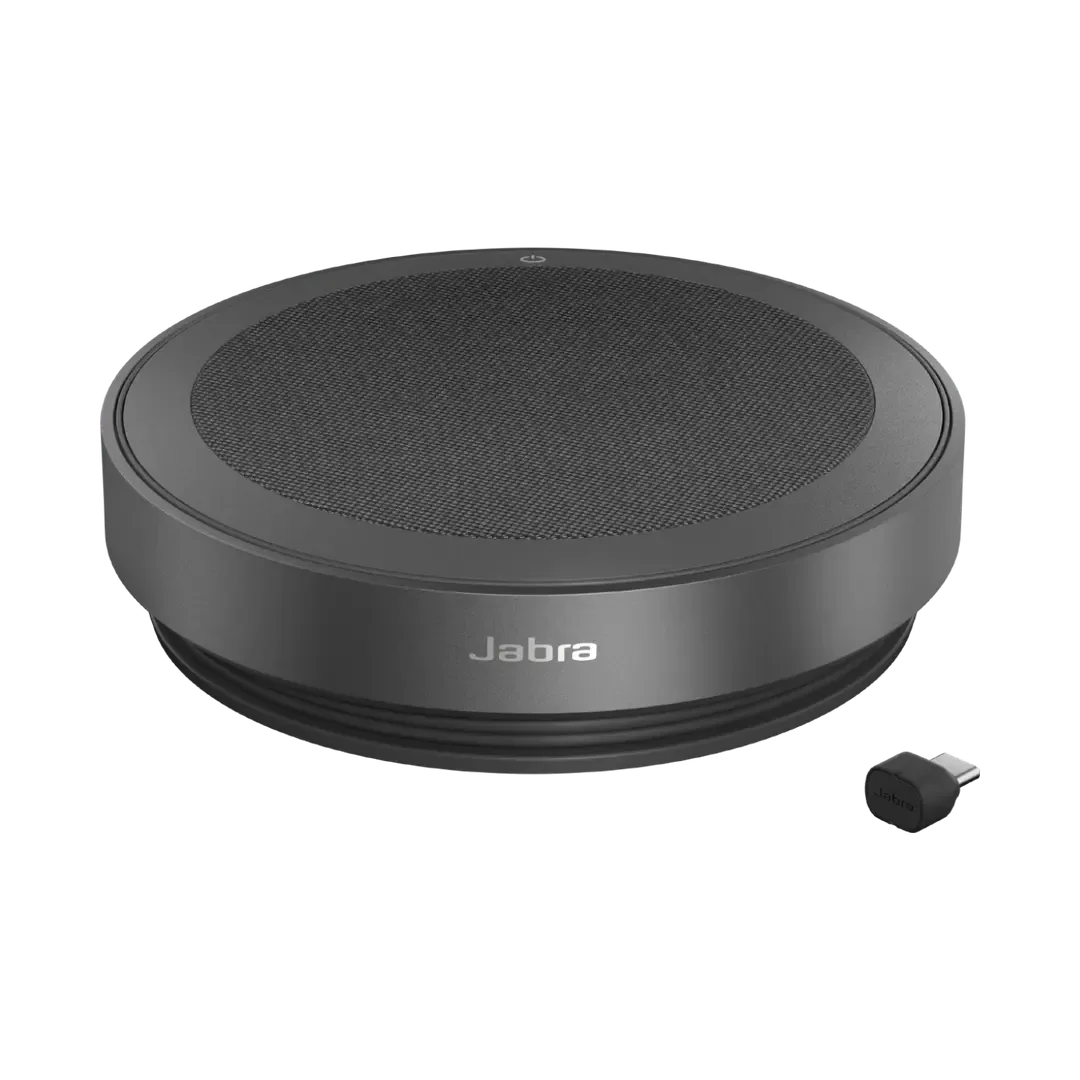 Jabra Speak2 75 MS Teams Speakerphone, for Work and Music, Link 380 USB-C Adapter, 32hr Battery, 360° Audio, Dark Grey | 2775-329