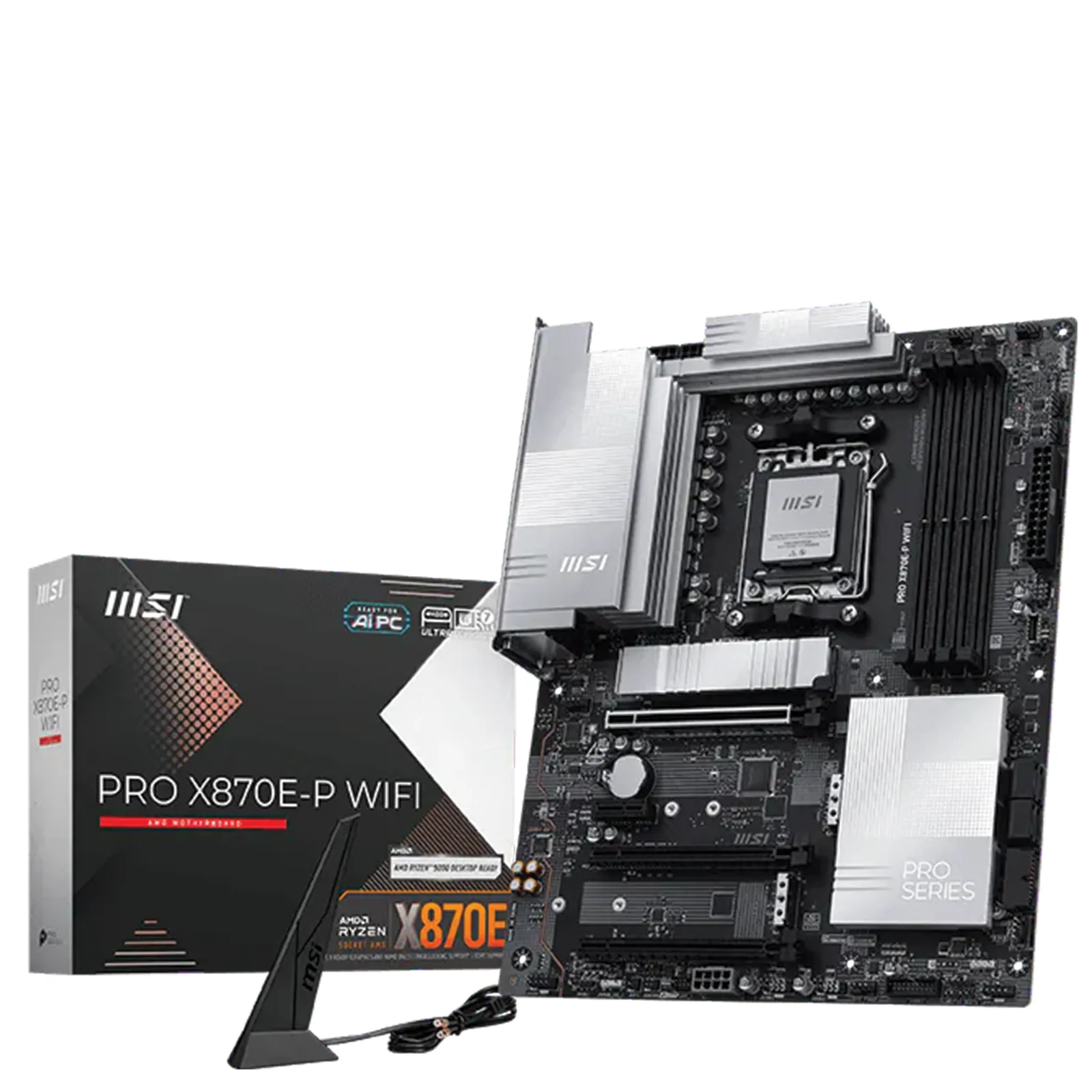 MSI PRO X870E-P WIFI Motherboard, AMD AM5, DDR5, PCIe 5.0, USB4, Wi-Fi 7, 5G LAN, ATX | 911-7E70-014