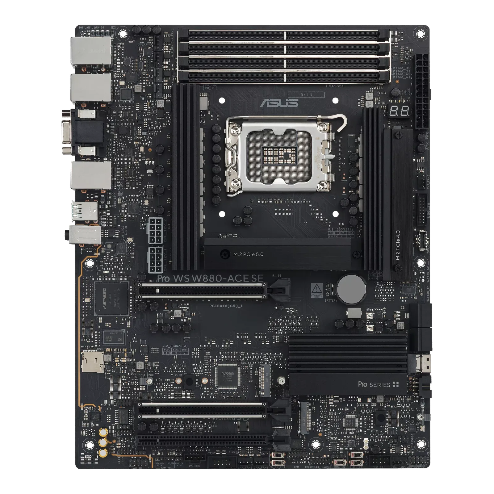 ASUS Pro WS W880-ACE SE Workstation Motherboard, Intel LGA 1851, PCIe 5.0, AI PC Ready, Dual Thunderbolt 4, DDR5 ECC | 90MB1KV0-M0EAY0