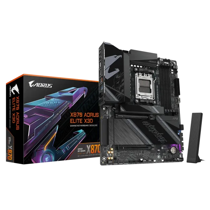 GIGABYTE X870 AORUS ELITE X3D Motherboard, AMD AM5, X3D Turbo Mode 2.0, 5GbE LAN, Wi-Fi 7, & DDR5-8800 OC | X870 A ELITE X