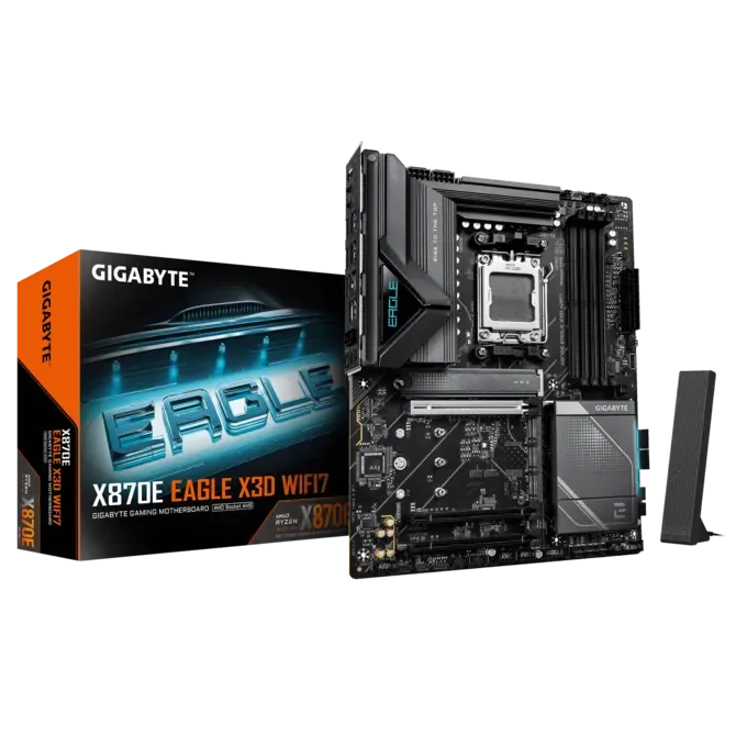 GIGABYTE X870E EAGLE X3D WIFI7 Motherboard, AMD AM5, X3D Turbo Mode 2.0, 5GbE LAN, Wi-Fi 7, & DDR5, 9000 OC | X870E EAGLE X WF7