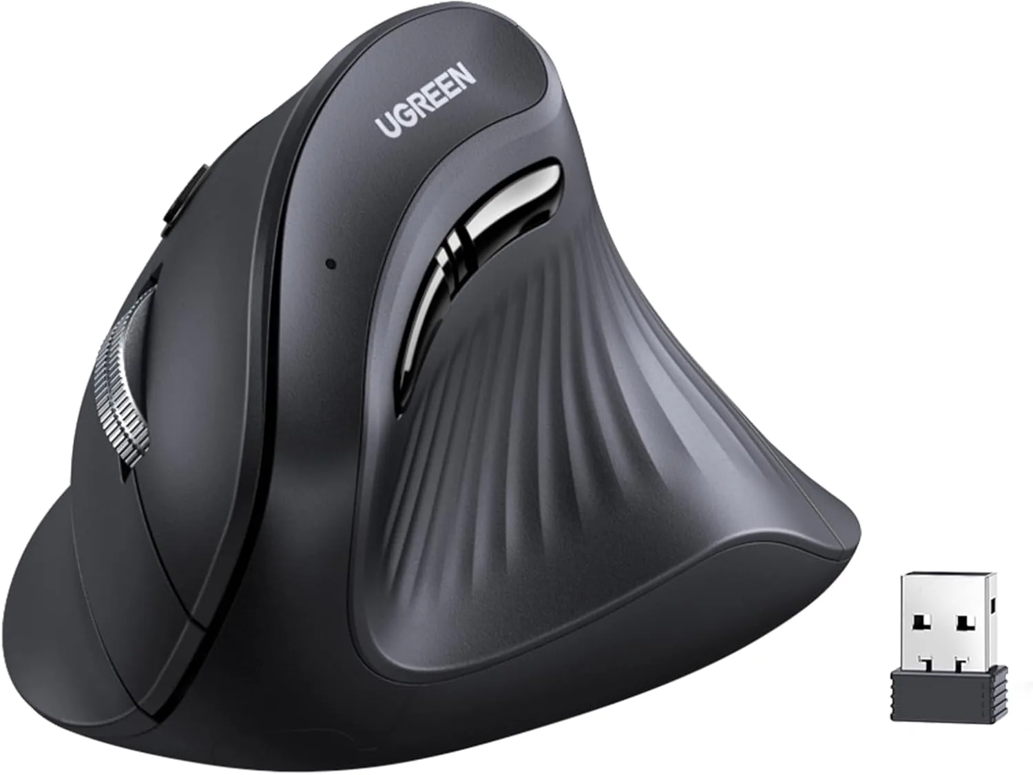 UGREEN MU008 Multi-Mode Vertical Ergonomic Mouse – Bluetooth & 2.4G Wireless, 4000 DPI, & 57° Natural Grip – Black | MU008-25444