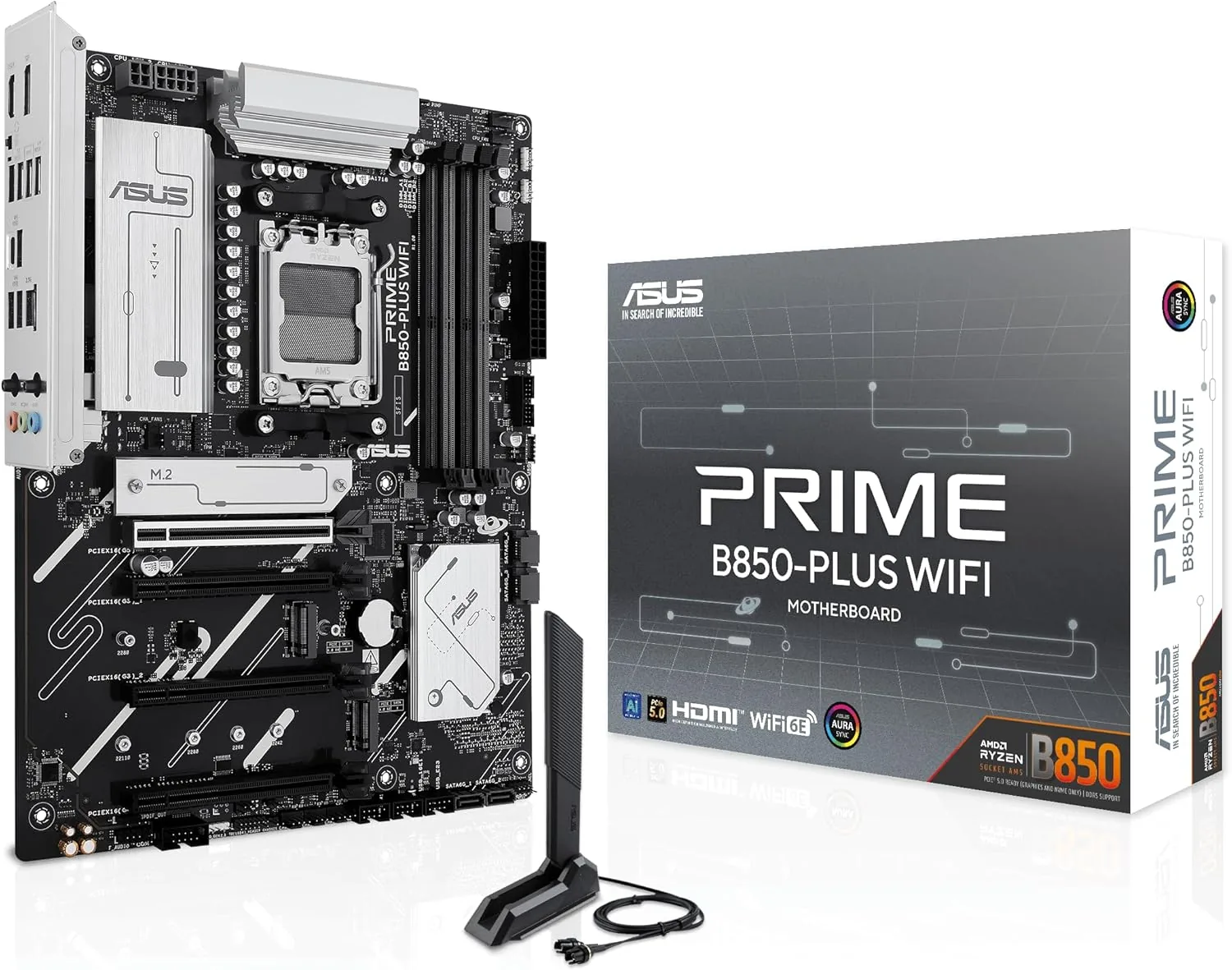 ASUS PRIME B850-PLUS WIFI Motherboard, AMD Socket AM5, Ryzen 9000 Ready, PCIe 5.0, Wi-Fi 6E, 2.5Gb Ethernet, & DDR5 Overclocking (8000+ MT/s) | 90MB1L80-M0EAY0