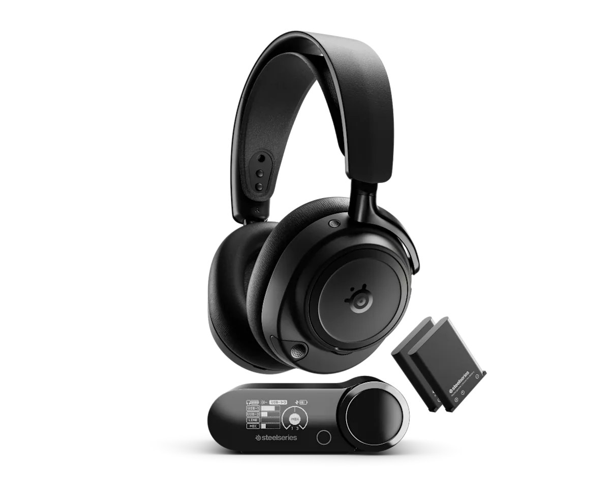 SteelSeries Arctis Nova Elite Wireless Gaming Headset, Hi-Res 96kHz/24-bit Audio, Carbon Fiber Drivers, GameHub OmniPlay, Obsidian Black Edition | 61661