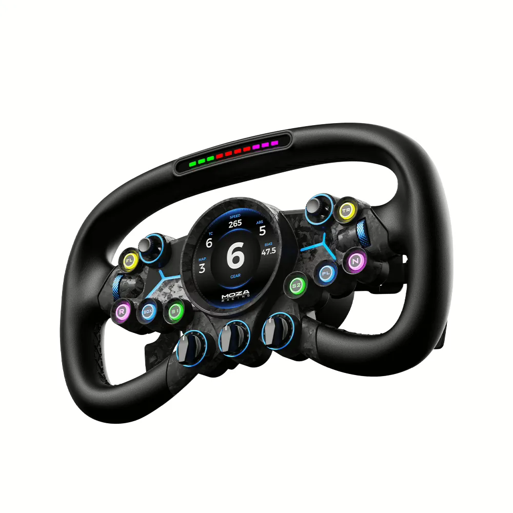 MOZA RS064 Vision GS Wheel, 310mm GT Steering Wheel, 2.85" HD Circular Touch Screen, Carbon Fiber & Aluminum, Dual-Clutch