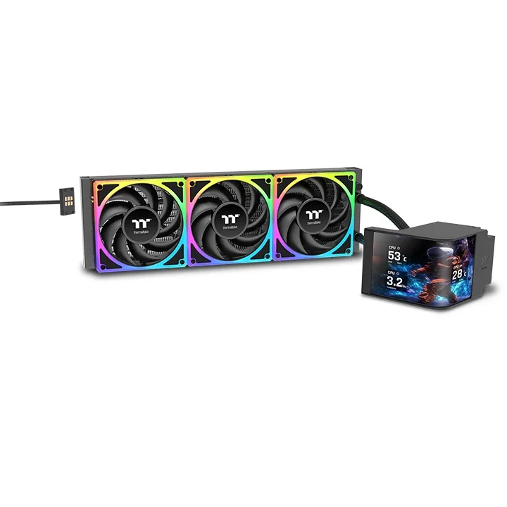 Thermaltake MAGCurve 360 Ultra ARGB Sync AIO Liquid Cooler, 6.67" Curved AMOLED Display, AI Forge Technology, TOUGHFAN EX120, 360mm, Black | CL-W453-PL12SW-A