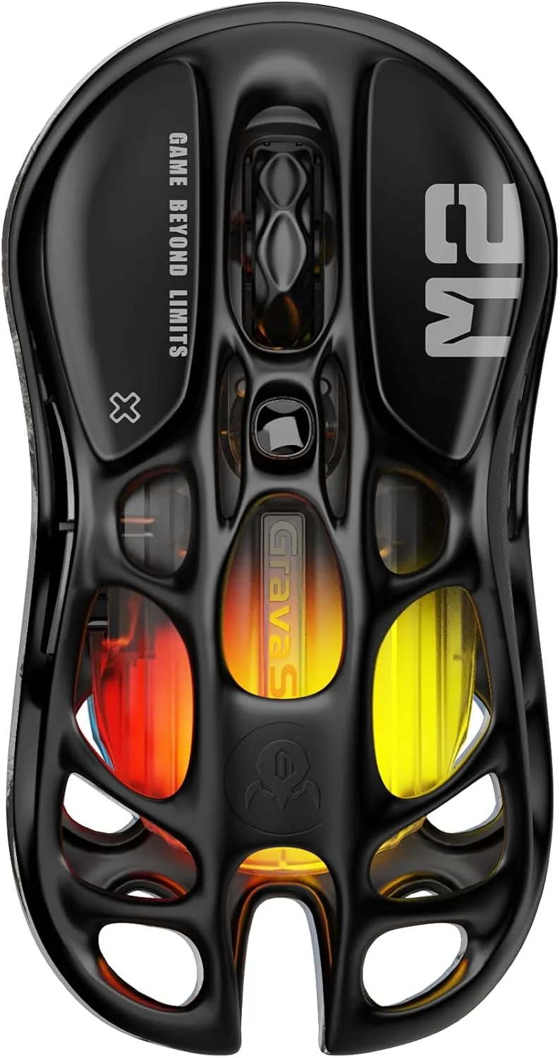 GravaStar Mercury M2 Wireless Gaming Mouse Stealth Black, 26,000 DPI, PAW3395DM Sensor, 79g Lightweight, RGB, 5 Programmable Buttons