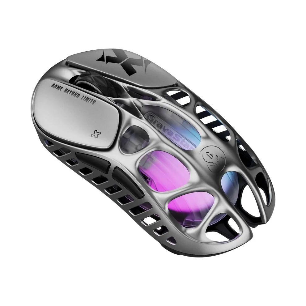 Gravastar Mercury X Magnesium Alloy Frame Wireless Gaming mouse, 1,000 Hz, 32,000 DPI, Interstellar Silver