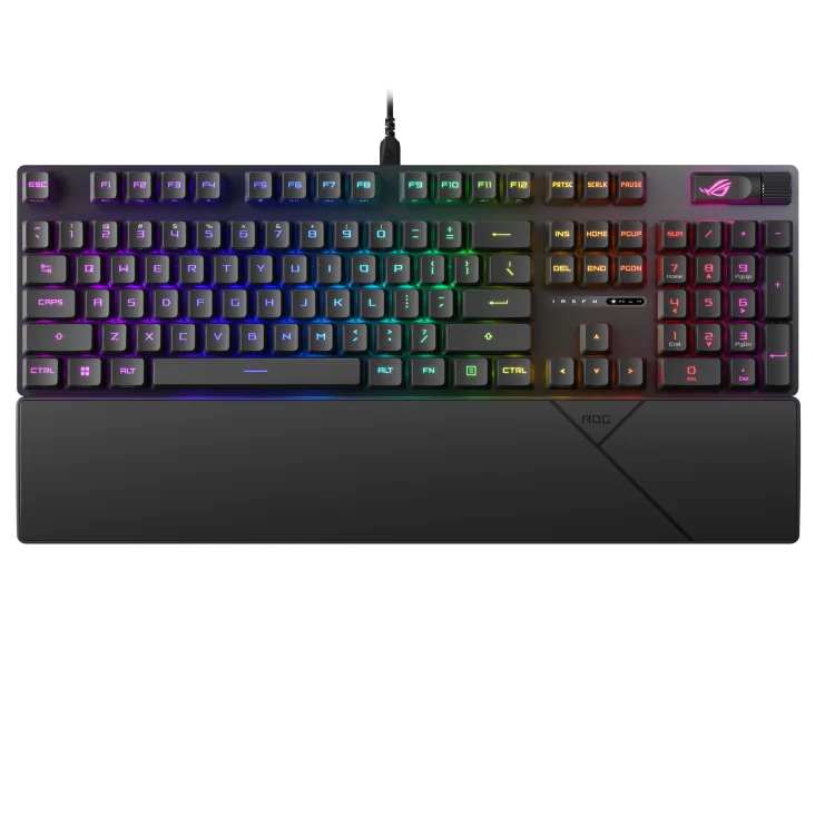 ASUS ROG Strix Scope II RX Gaming Keyboard, Pre-lubed ROG RX Optical Switches, IP57, Sound-dampening Foam, PBT Doubleshot Keycaps, Streaming Hotkeys, Multi-function Controls, Three Tilt Angles, Wrist rest | 90MP0350-BKCA00
