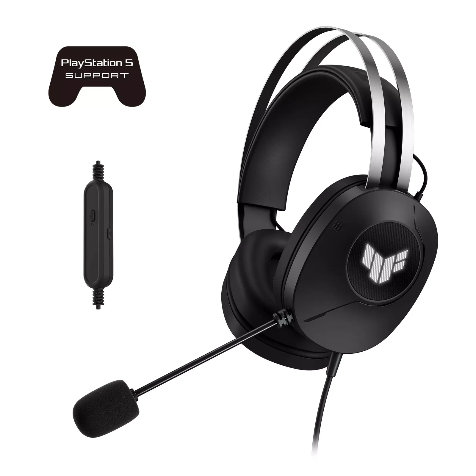 ASUS TUF Gaming H1 Gen II Wired Gaming Headset with 40 mm ASUS Essence Drivers, Virtual 7.1 Surround Sound, TeamSpeak-certified Microphone, Lightweight 297-gram Design, Durable Ear Cushions | 90YH044B-BHUA00