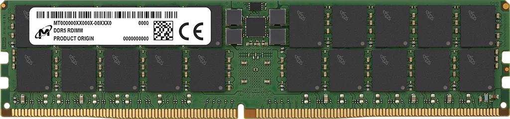 Micron 128GB DDR5 RDIMM Server Memory, 5600MHz, CL46, 2Rx4, 32Gbit, ECC Registered – MTC40F2047S1RC56BB1R