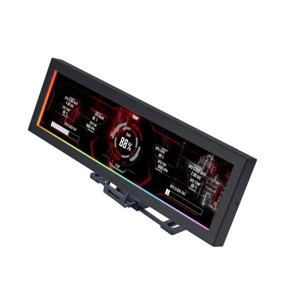 Lian Li 8.8″ Universal Screen (US88v1), 8.8 Inch IPS LCD, 1920×480, 60Hz, 500 nits, USB Plug & Play, no GPU output required,  Landscape/portrait orientation, multi-screen expansion | SM088X