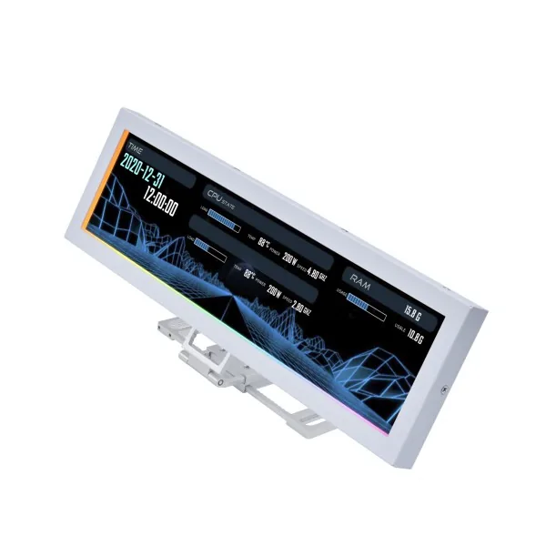Lian Li 8.8″ White Universal Screen (US88v1), 8.8 Inch IPS LCD, 1920×480, 60Hz, 500 nits, USB Plug & Play, no GPU output required,  Landscape/portrait orientation, multi-screen expansion | SM088W
