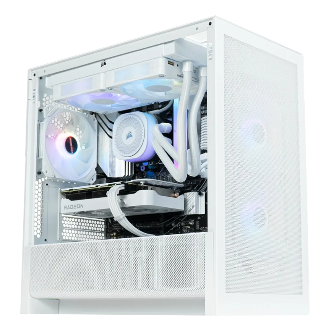 High-End White Airflow Mini Gaming PC: Ryzen 7 9800X3D, Radeon 9070 XT 16GB, 32GB DDR5, 1TB Gen5 SSD, 850W