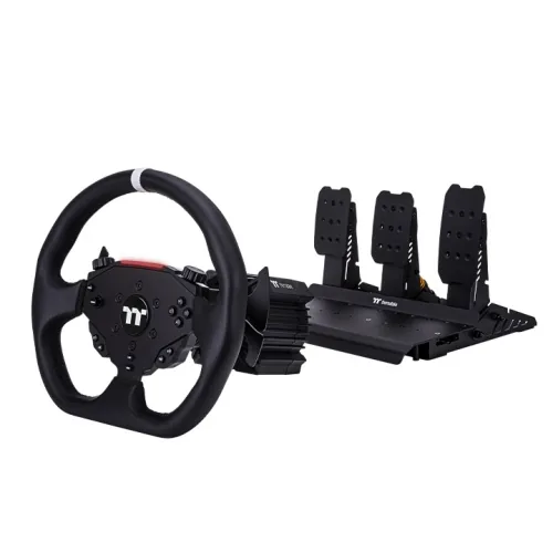 Thermaltake G6 Direct Drive Racing Wheel with Pedals Bundle, 13" D-Shaped Steering Wheel, RPM Indicator Lights, 6Nm Direct Drive Servo Motor, Dual Motor Cooling System, Black  GRB-G6D-DGT3BB-01