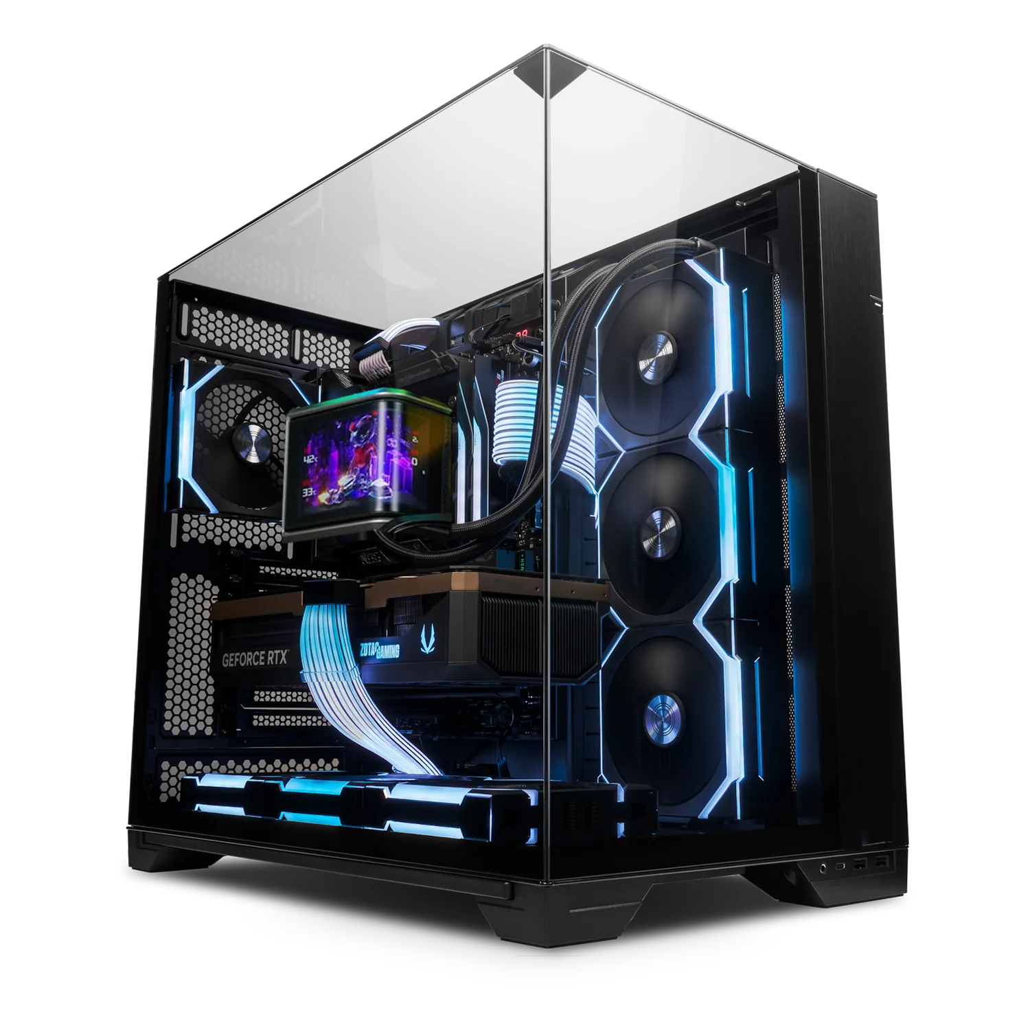 Elite Gaming & Workstation PC: Intel Core Ultra 9 285K + ZOTAC GAMING 5080 16GB GDDR7, 64GB DDR5 6000MHz RGB, 2TB Kingston FURY Gen5 NVMe (14,700MB/s), ASUS ROG RYUO IV SLC 360mm 2K AMOLED AIO, 1000W Gold PSU, WiFi 7, Lian Li O11 Vision Compact Case