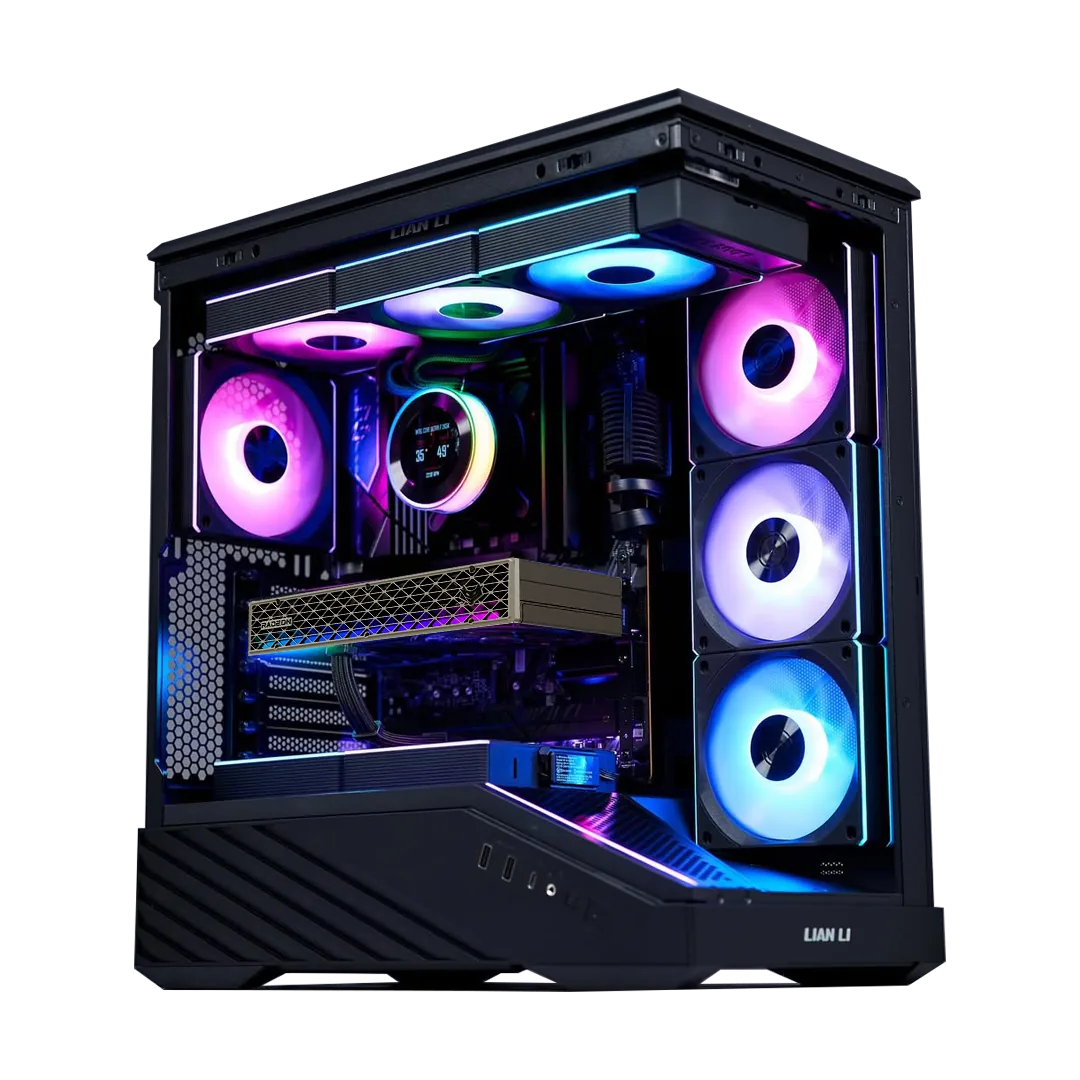 Elite AMD Gaming PC: AMD Ryzen 7 9800X3D + SAPPHIRE NITRO+ RX 9070 XT 16GB, 32GB DDR5 6000MHz RGB, 2TB PCIe Gen4 NVMe SSD, 360mm Lian Li HYDROSHIFT II LCD AIO, 850W Gold PSU, WiFi 6E, Lian Li V100R ARGB Case
