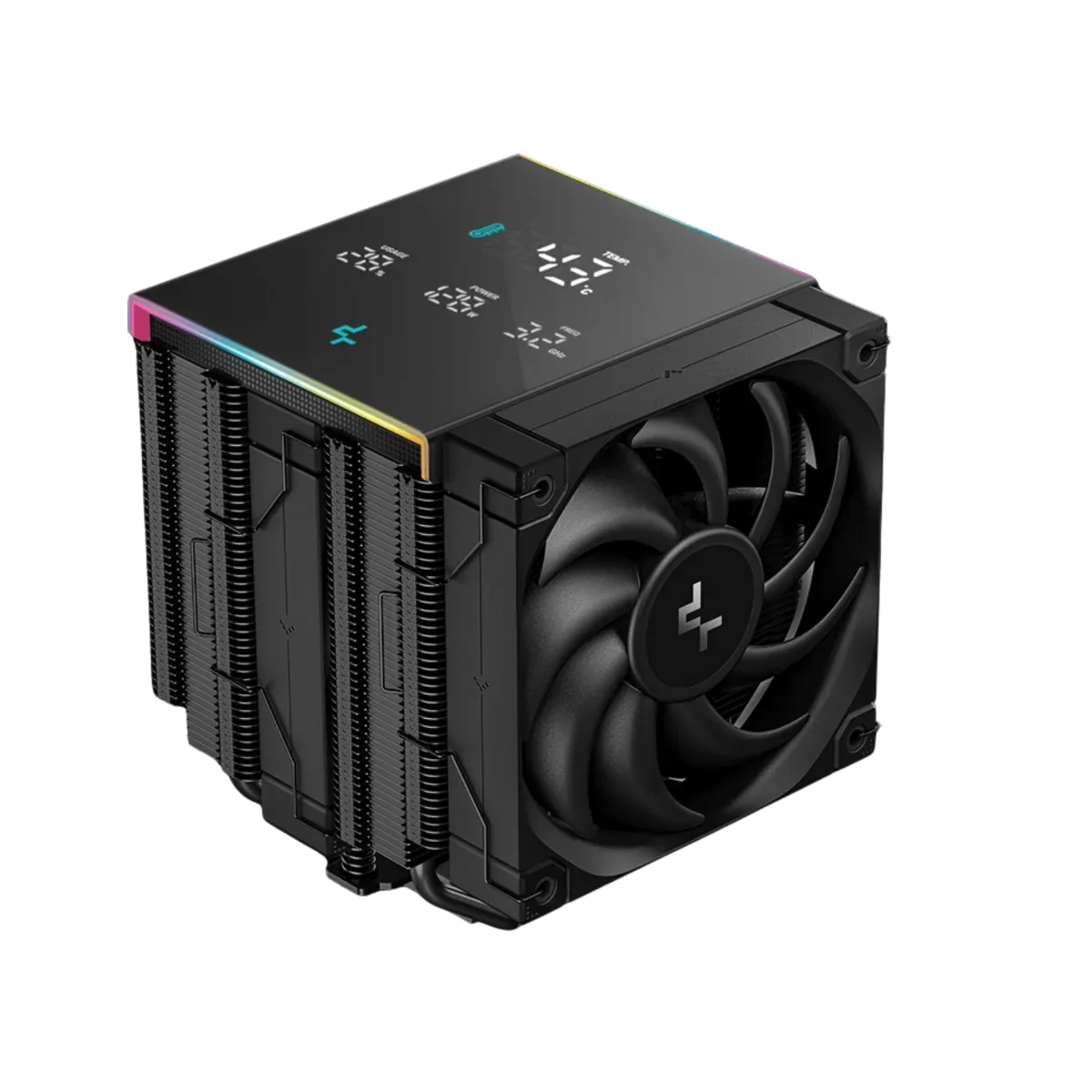 Deepcool AK620 DIGITAL PRO Air Cooler, Multi-data point screen, CTT 2.0 Heatpipe, 500~1750 RPM±10%, 60.89 CFM Fan Airflow, 2.91 mmAq  Fan Air Pressure, Fluid Dynamic Bearing, Black | R-AK620-BKAPMN-G