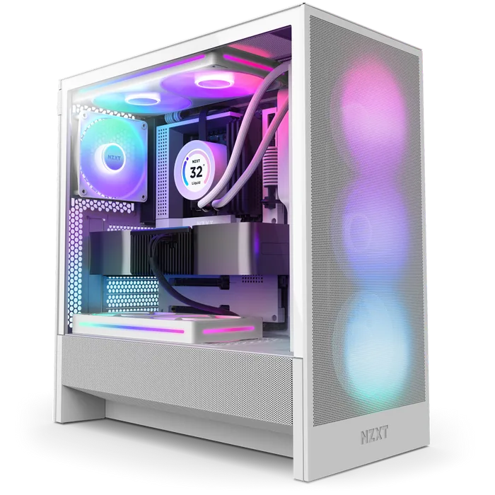 White Gaming PC: Intel Core Ultra 7 265KF, RX 9060 XT 16GB, 32GB DDR5, 2TB NVMe SSD, 240mm AIO, 750W PSU, WiFi 6, NZXT H5 Flow RGB White