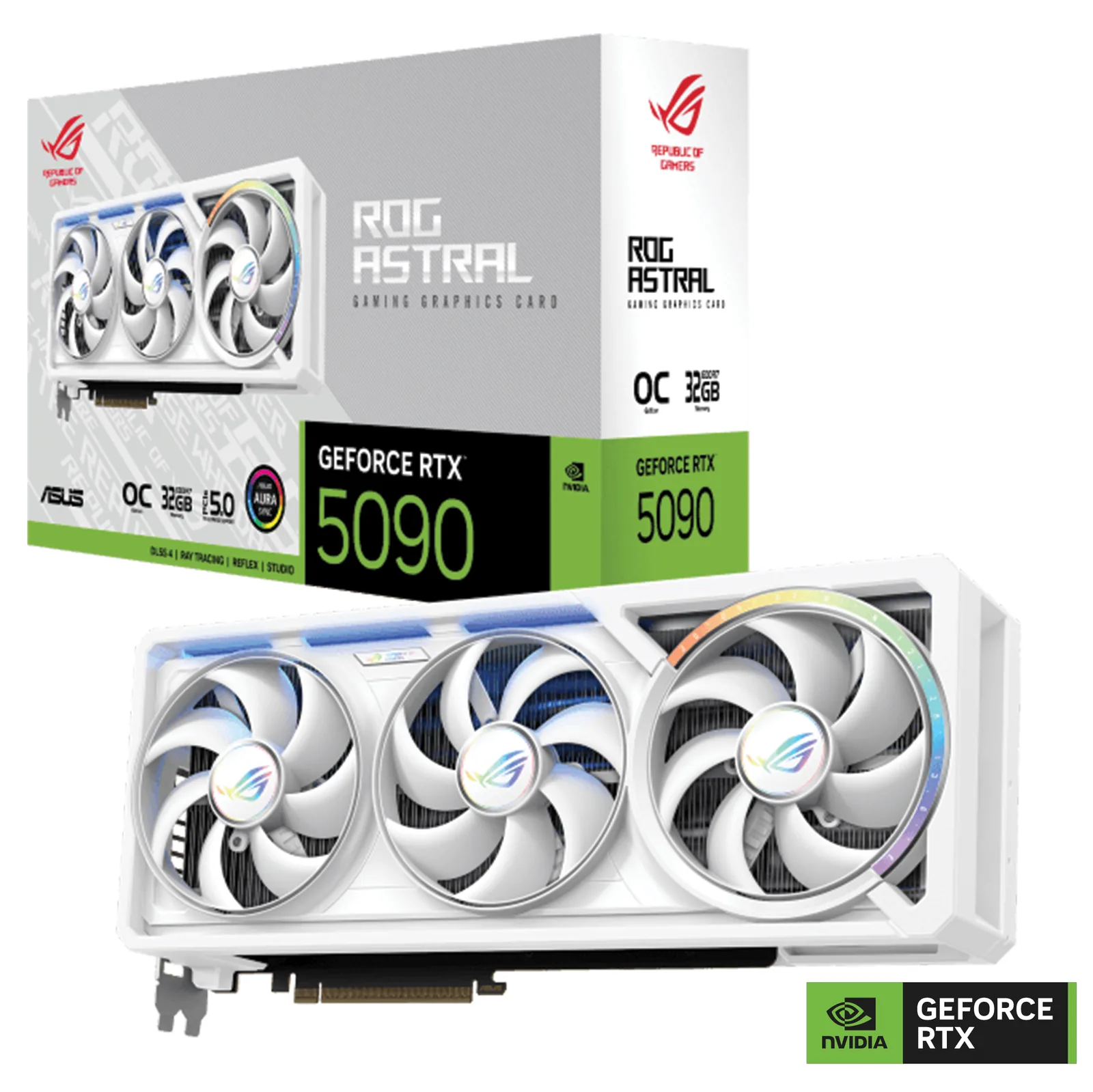 ASUS ROG Astral NVIDIA GeForce RTX 5090 32GB GDDR7 WHITE OC Edition Graphics Card, 512-bit 28 Gbps, 21760 CUDA Core, 3593 AI TOPs | 90YV0LWA-M0NA00
