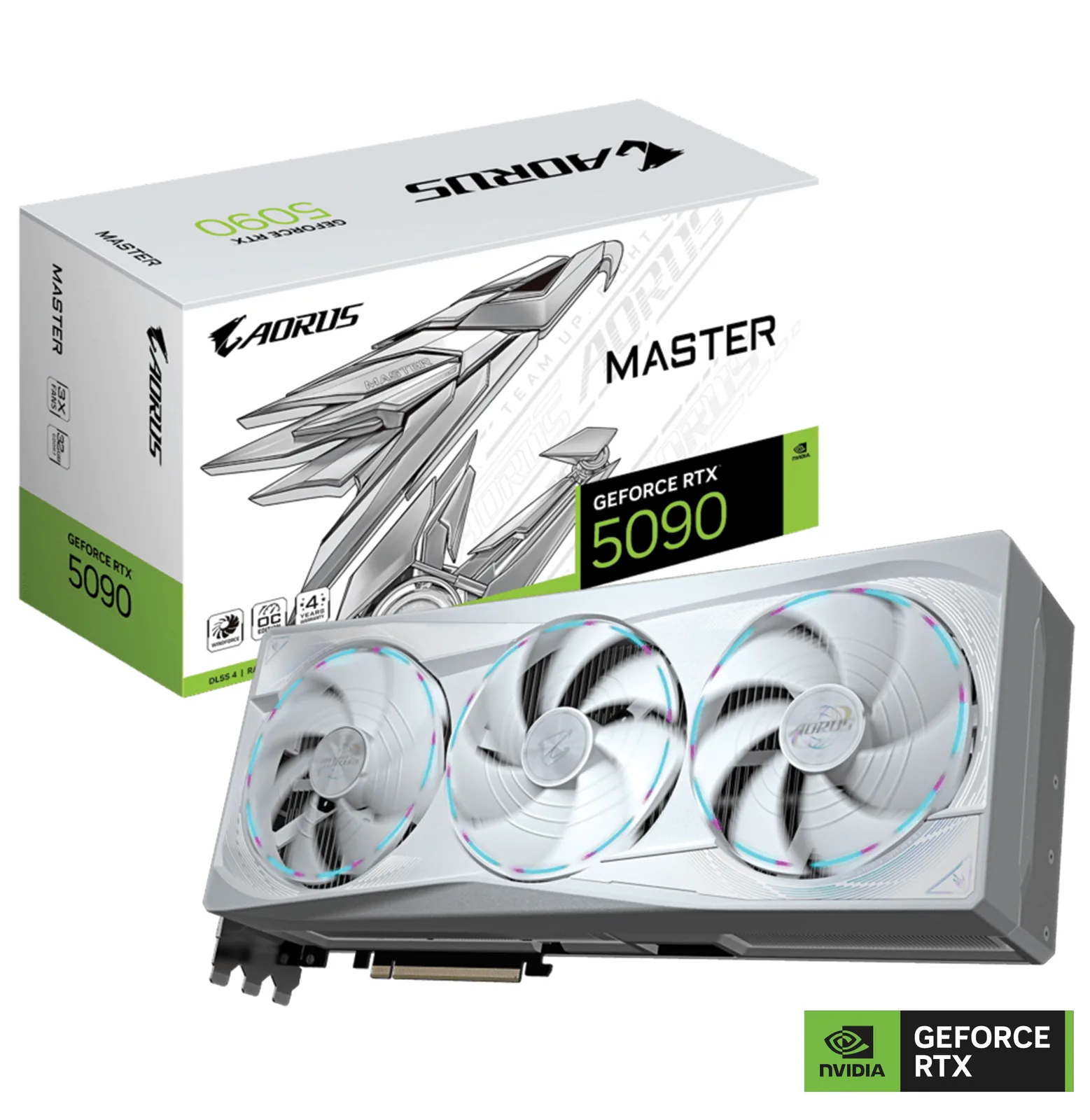 Gigabyte AORUS NVIDIA GeForce RTX 5090 MASTER ICE 32GB DDR7 Graphics Card, 512 bit 28 Gbps, 21760 CUDA Cores, Blackwell architecture and DLSS 4  | GV-N5090AORUSM ICE-32GD