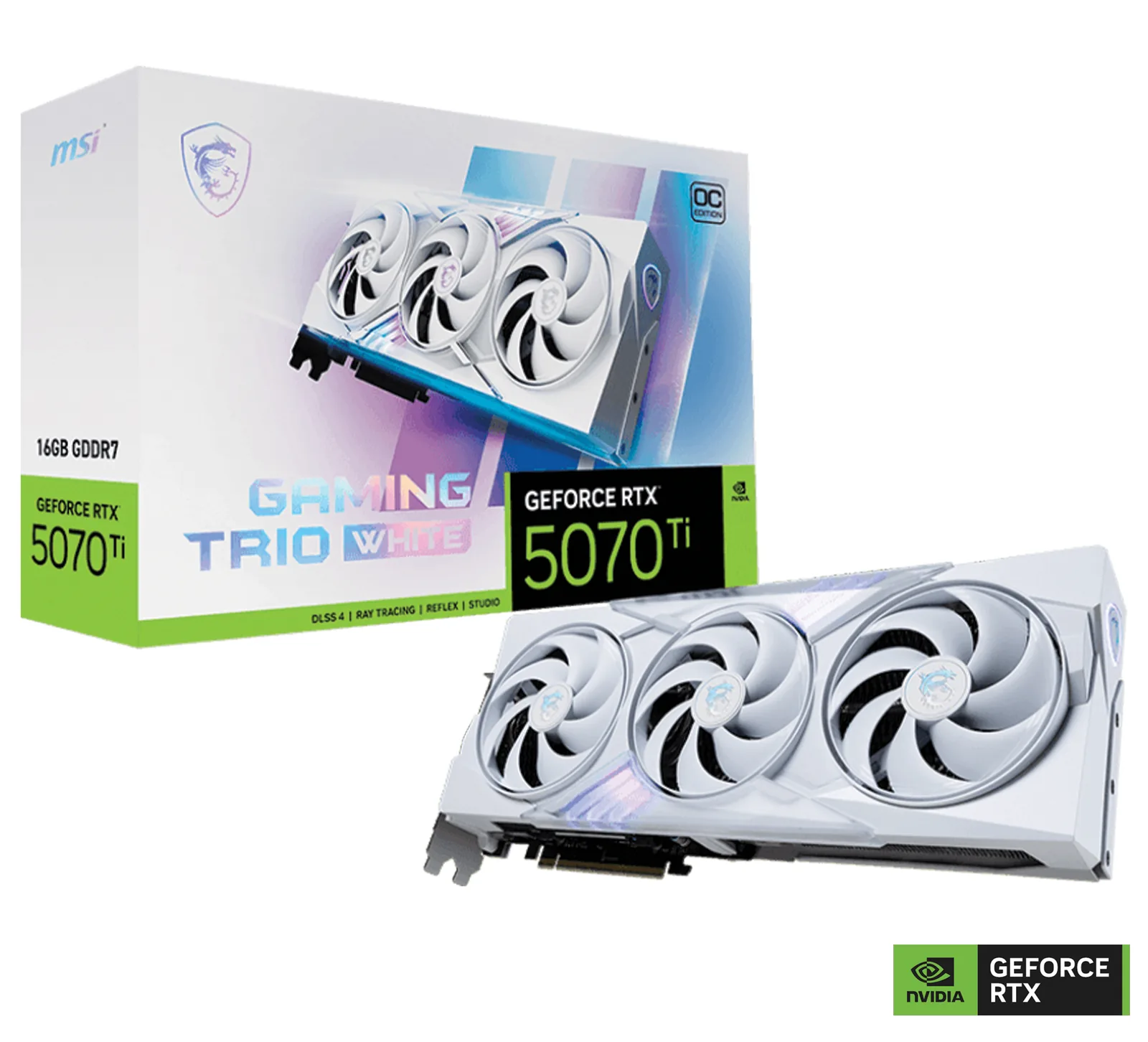 MSI NVIDIA GeForce RTX 5070 Ti 16G GAMING TRIO OC WHITE Graphics Card, 16GB GDDR7, 28 Gbps 256-bit, 8960 CUDA Units, Blackwell Architecture | 912-V531-060