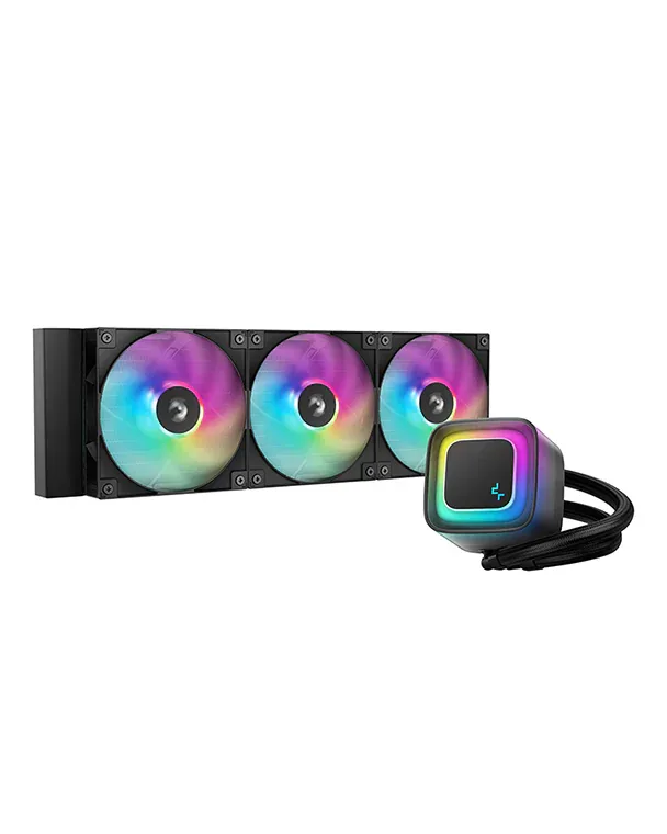 Deepcool LE360 V2 360mm AIO Liquid Cooler, 3x 120mm Fans, 2500~3400 RPM 10% Pump Speed, 75.89 CFM Fan Airflow, 2.53 mmAq Fan Air Pressure, Hydro Bearing, Black | LE360-BKAMMC-G-2
