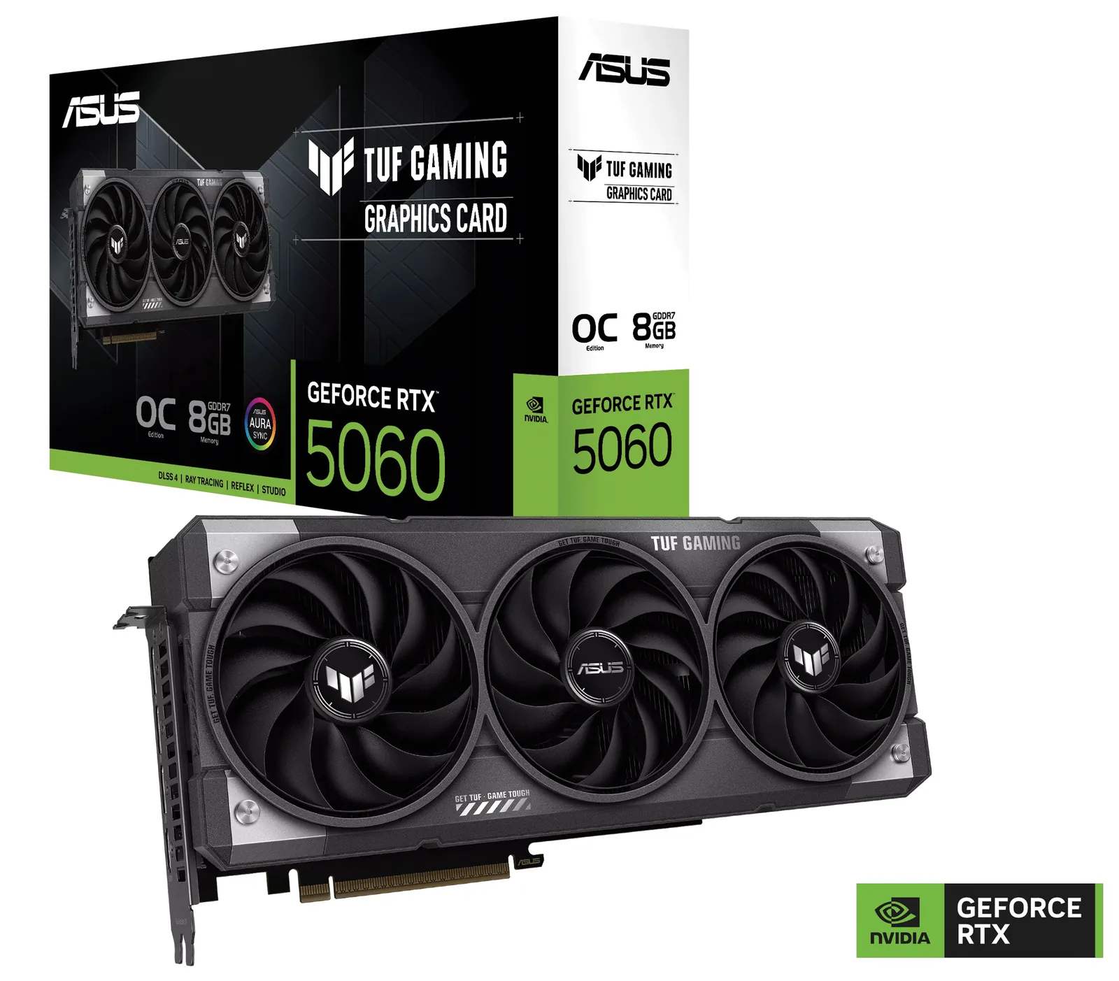 ASUS TUF Gaming GeForce RTX 5060 8GB GDDR7 OC Edition Graphic card, 128-bit 28 Gbps, 3840 CUDA Core, 2677MHz OC Clock,  PCI Express 5.0, NVIDIA Blackwell Architecture | 90YV0N00-M0NA00