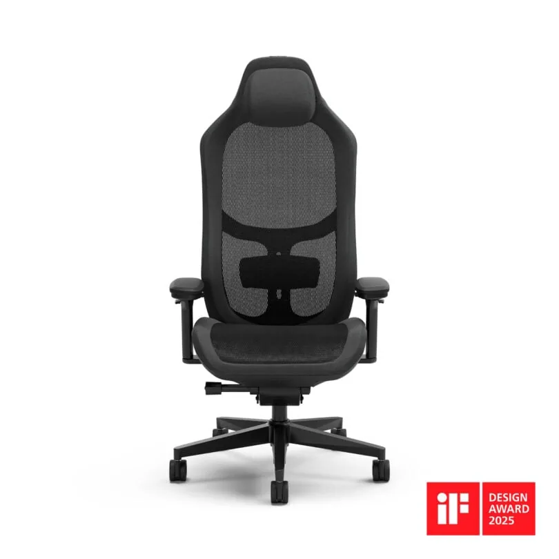 Fractal Refine Gaming Chair Mesh Dark, Glass fiber reinforced (20-30%) PP/PA Frame, Cold Cured Foam Mesh, Premium construction, Fluid movement, Fabric Light | FD-CH-RE1M-01