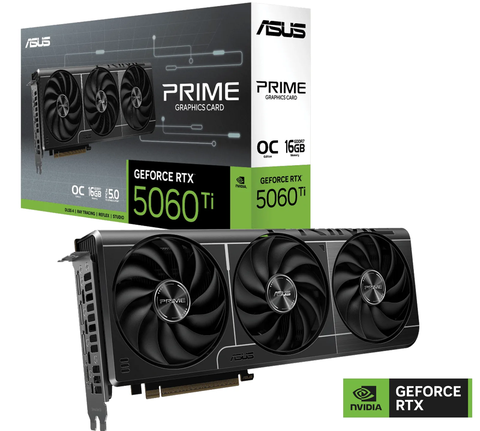 Asus GeForce RTX 5060 Ti Prime OC 16GB GDDR7 PCI-Express Graphics Card, Boost Clock: 2647 MHz, Memory 16GB 28000MHz GDDR7, Cuda Cores: 4608, NVIDIA Blackwell 2.0, 4nm Process, Real-Time Ray Tracing | 90YV0MH2-M0NA00