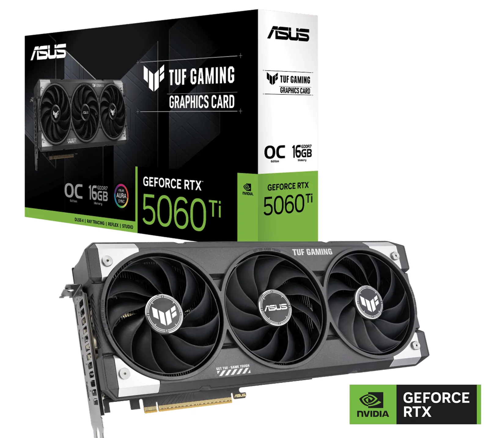 Asus GeForce RTX 5060 Ti TUF Gaming OC 16GB GDDR7 PCI-Express Graphics Card, Boost Clock: 2692 MHz, Memory 16GB 28000MHz GDDR7, Cuda Cores: 4608, VR Ready, PhysX/CUDA Enabled, NVIDIA Blackwell 2.0, 4nm Process, Real-Time Ray Tracing, DLSS 4. | 90YV0MG0-M0NA00