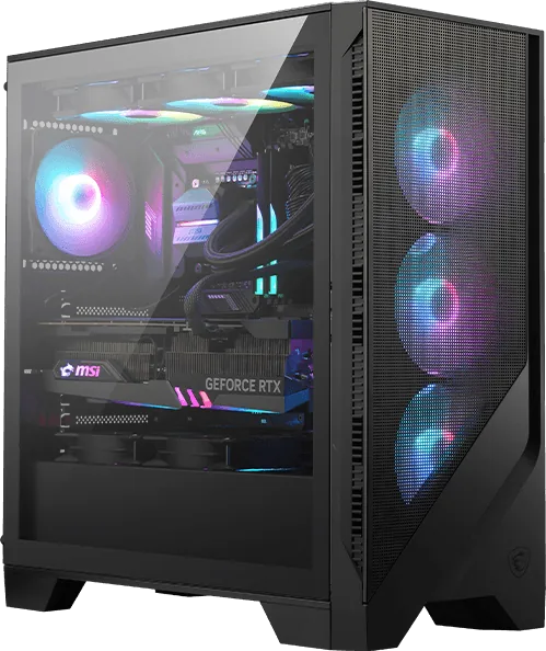 MSI Powered Ultimate Gaming PC, AMD Ryzen 7 9700 Up to 5.5 GHz, RTX 5070 Ventus 2X OC 12GB, 32GB (2x16GB) 6000MHz, 1TB NV2 NVMe,  AIO Liquid Cooler, 850W, WiFi