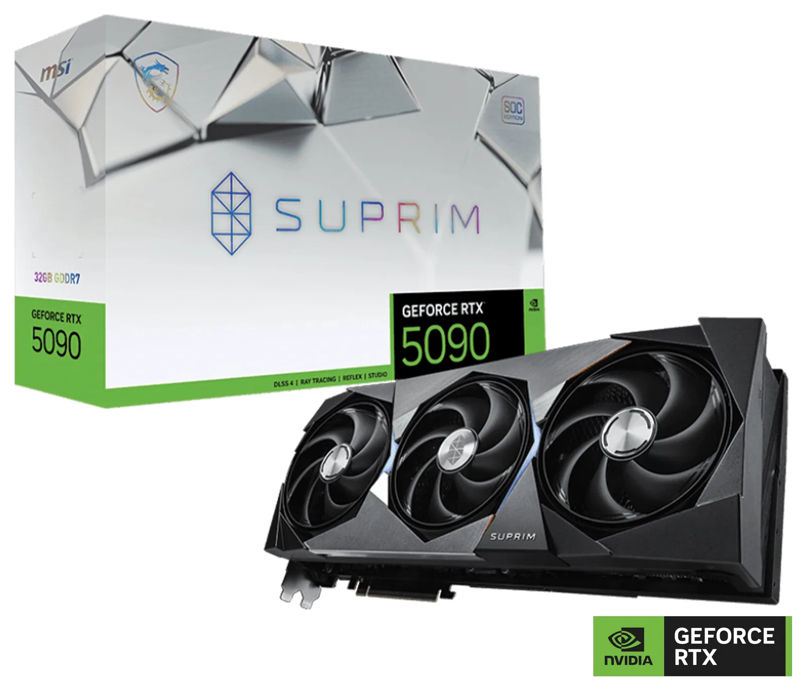 MSI NVIDIA GeForce RTX 5090 32G SUPRIM SOC Graphics Card, 32GB GDDR7, 28 Gbps 512-bit, 21760 CUDA Cores Units, Extreme Boost 2580 MHz, DLSS4, Blackwell Architecture | 912-V530-026