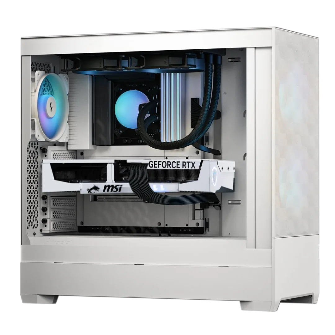 AMD 9800X3D X 5070 White Gaming PC, AMD Ryzen 7 9800X3D, 5070 Gaming Trio White OC 12GB, 32GB (2x16GB) 6000MHz,  2TB PCIe Gen5, AIO Cooler, 850W, Powered By MSI