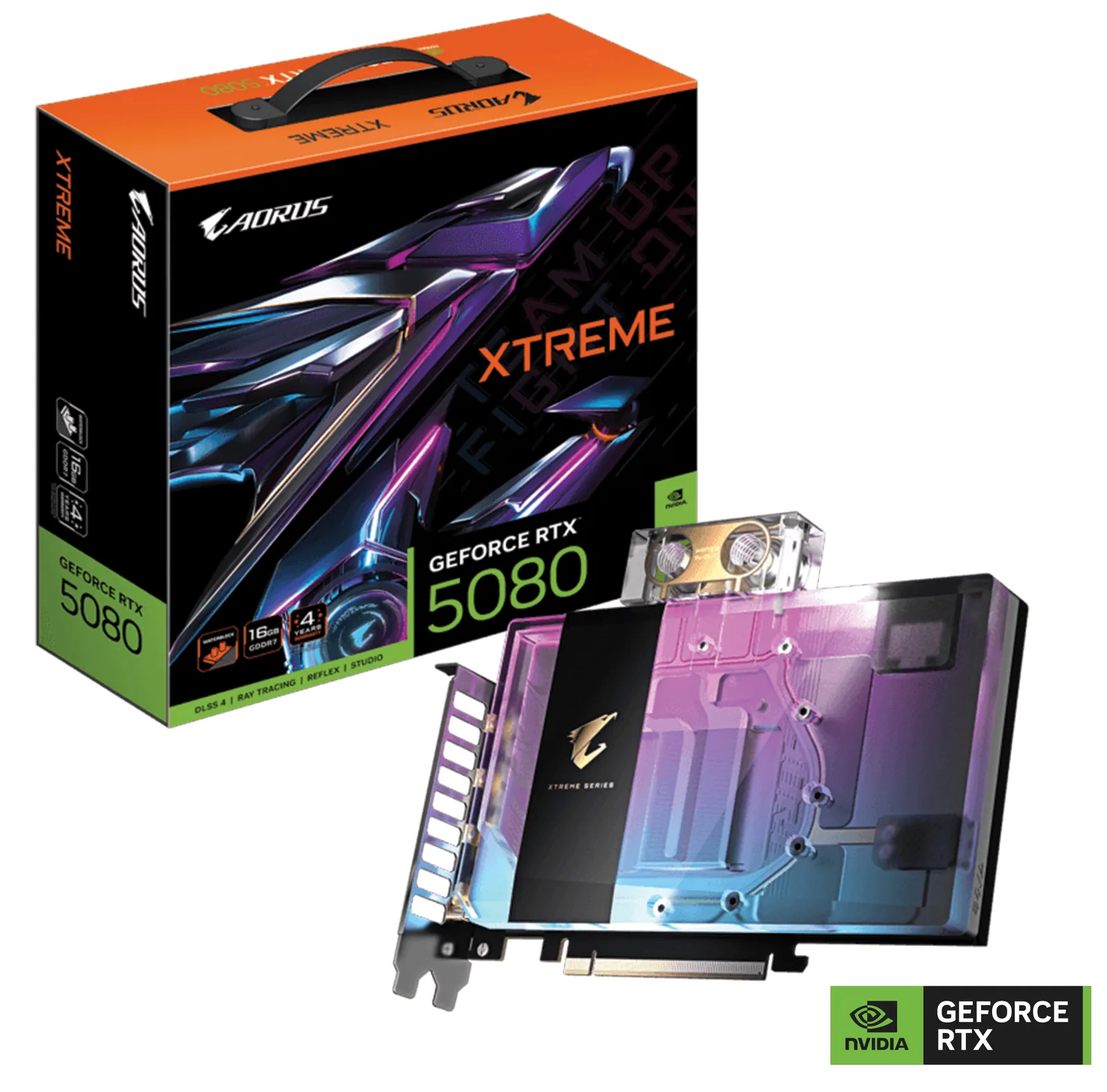 Gigabyte AORUS NVIDIA GeForce RTX 5080 XTREME WATERFORCE WB 16G Graphics Card, 16GB GDDR7, 10752 CUDA Cores, 30 Gbps 256 bit, 2805 MHz Core Clock, Patented Leak Detection | GV-N5080AORUSX WB-16GD